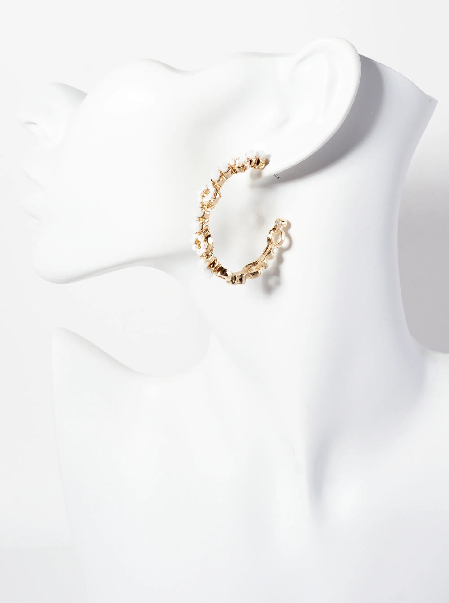 Glass-Beaded 40mm Open Hoop Earrings