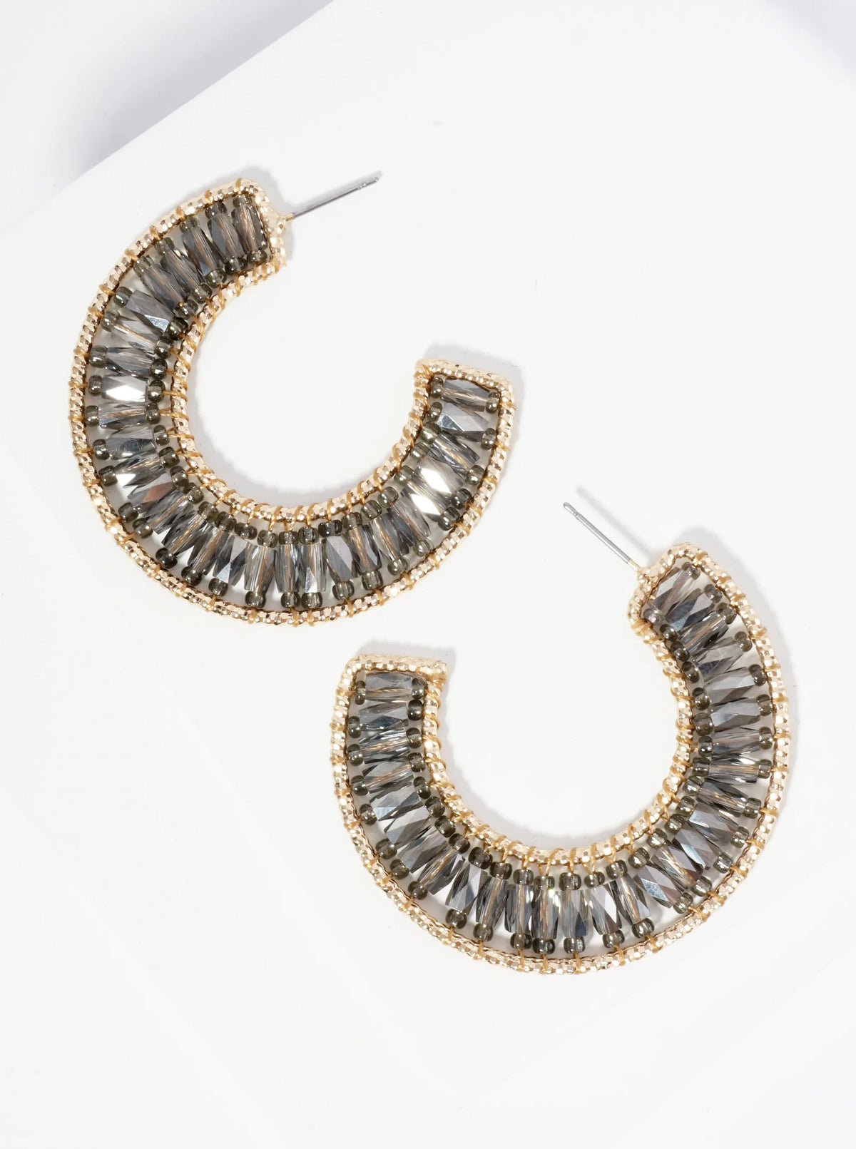 Glass Beaded 45mm Wide Open Hoop Earrings