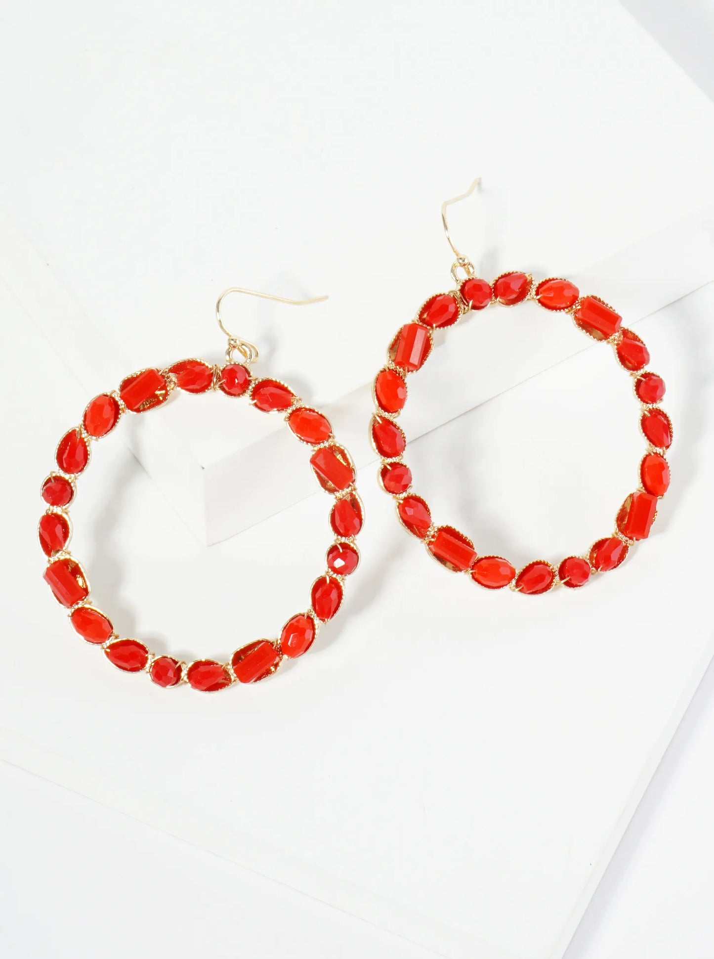 Glass Beaded Circle Drop Earrings