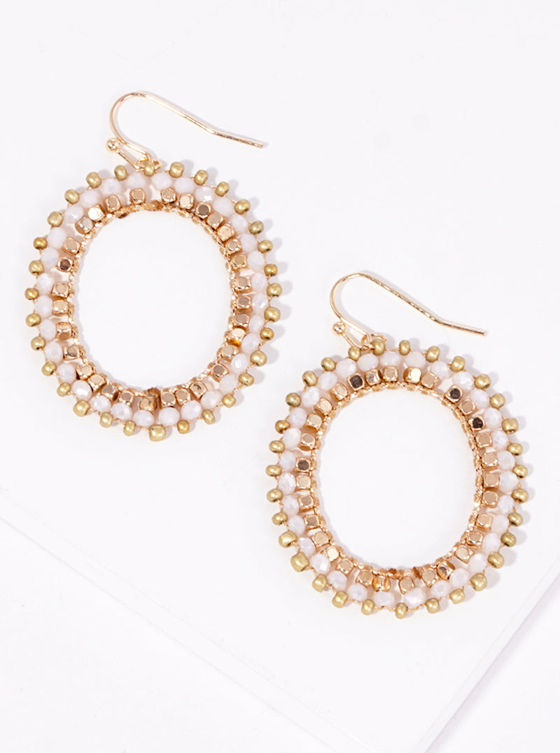 Glass Beaded Oval Shaped Dangle Drop Earrings