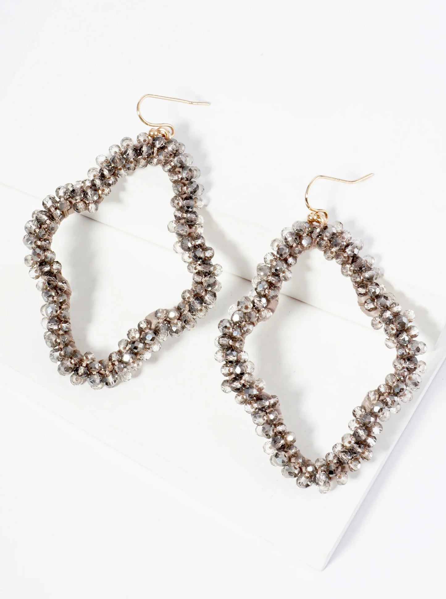 Glass Beaded Quatrefoil Dangle Earrings