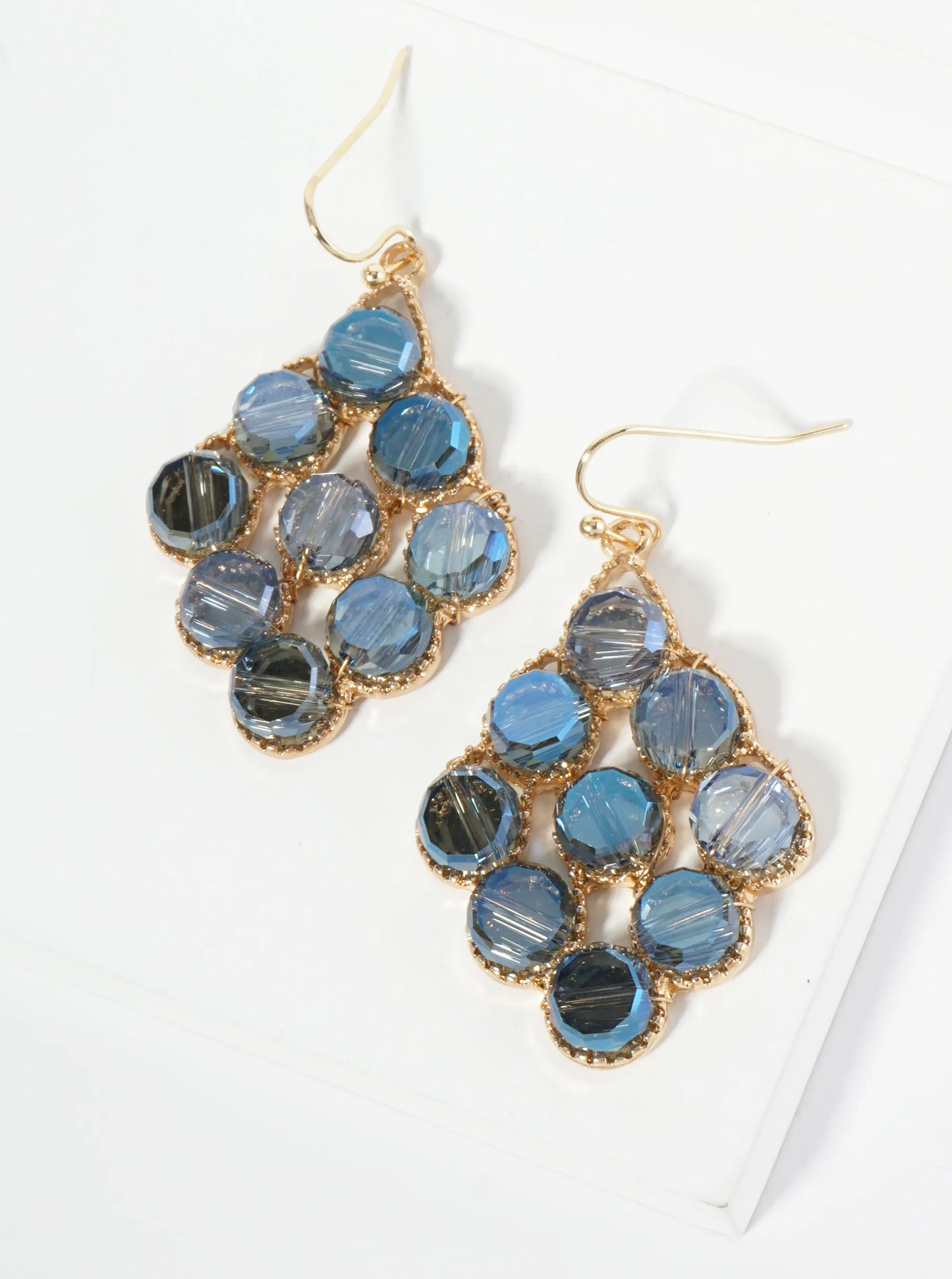 Glass Beaded Rhombus Shape Dangle Earrings