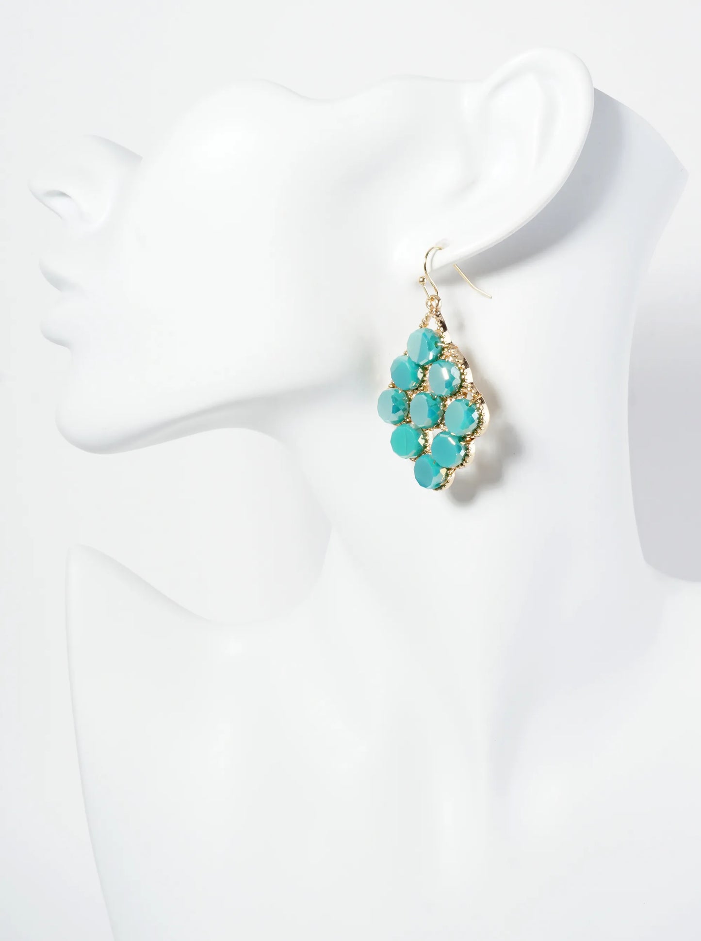 Glass Beaded Rhombus Shape Dangle Earrings