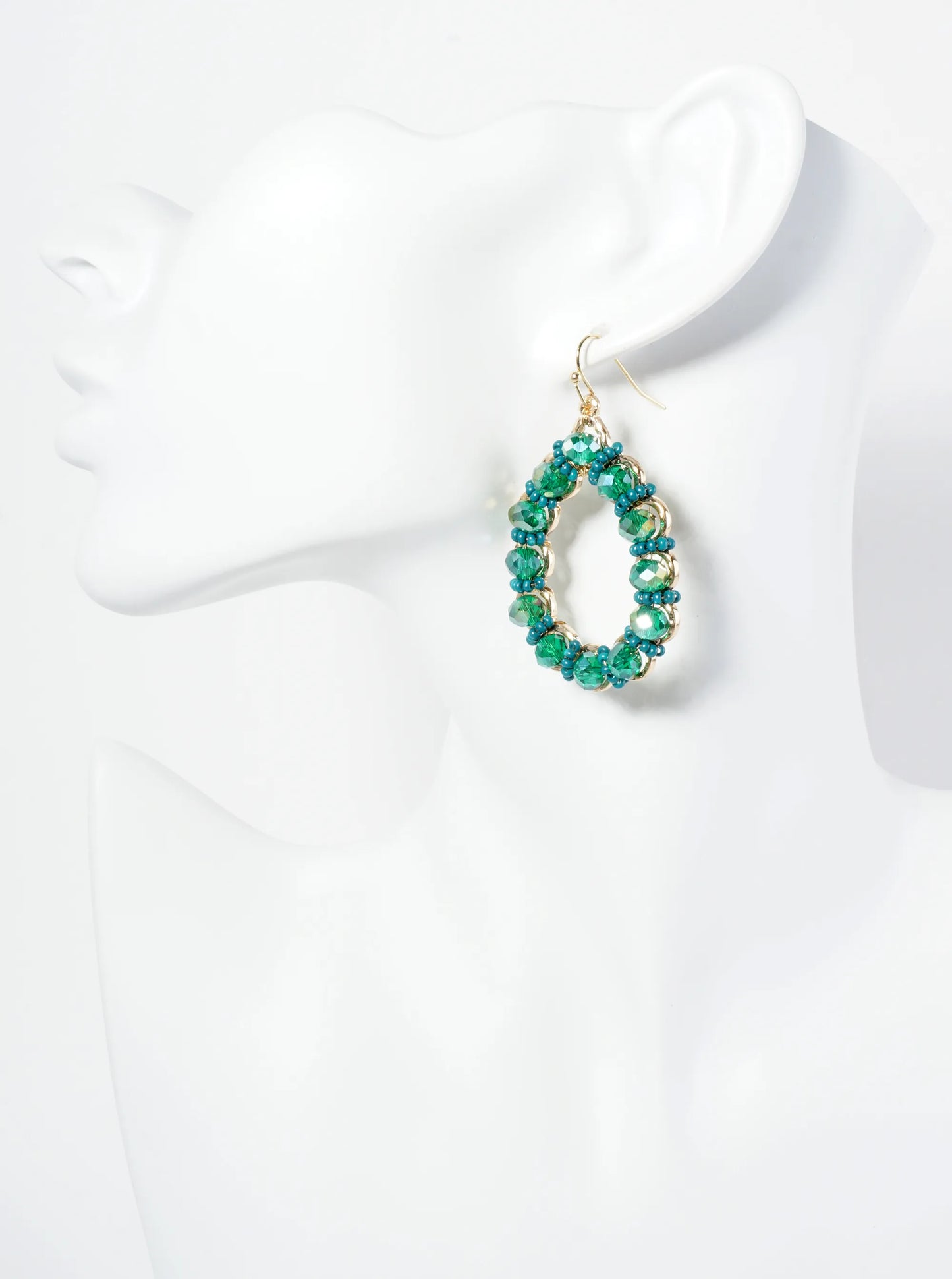 Glass Beaded Teardrop Dangle Earrings