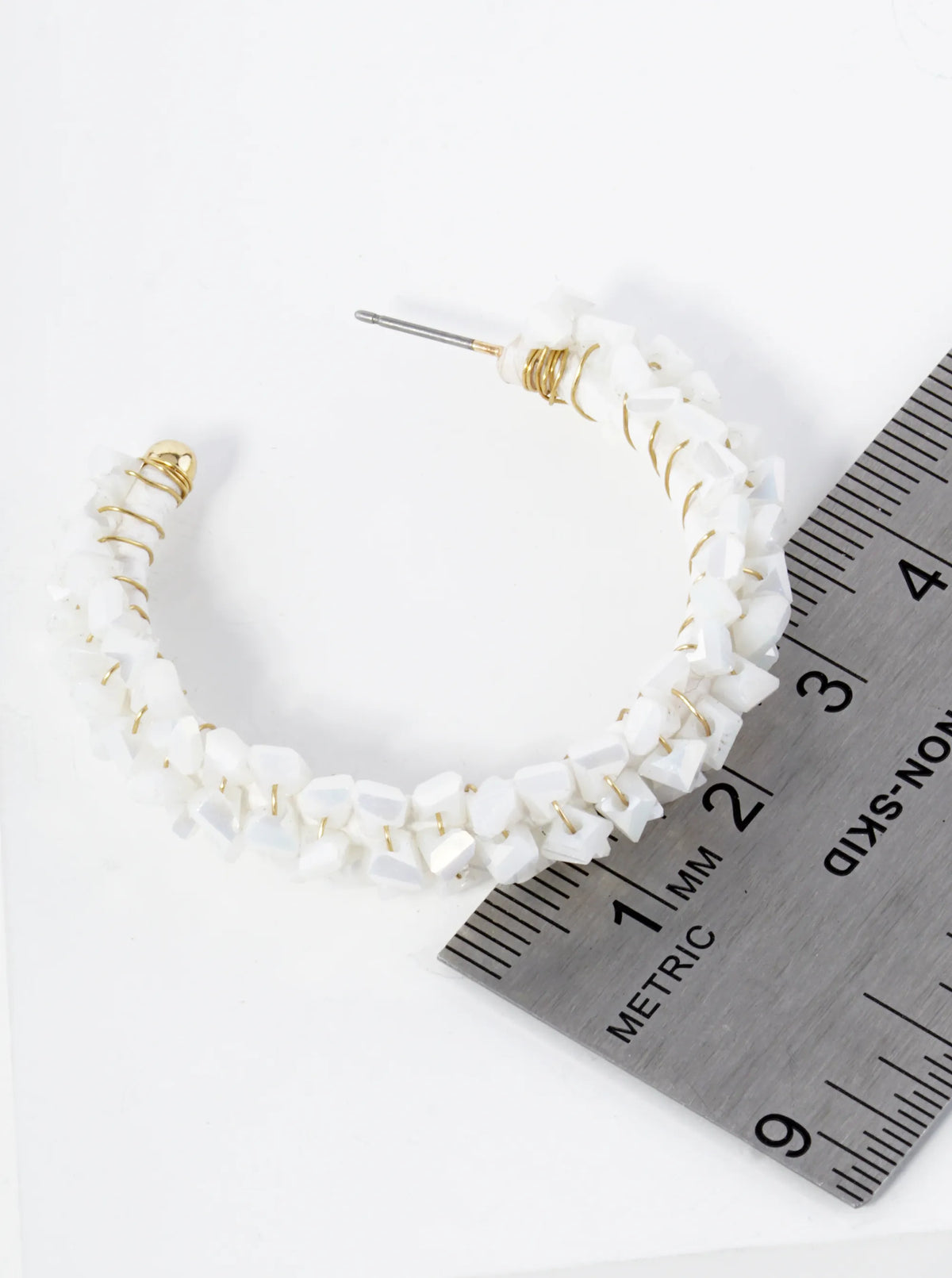Glass Beads Wire Wrapped 40mm Open Hoop Earrings