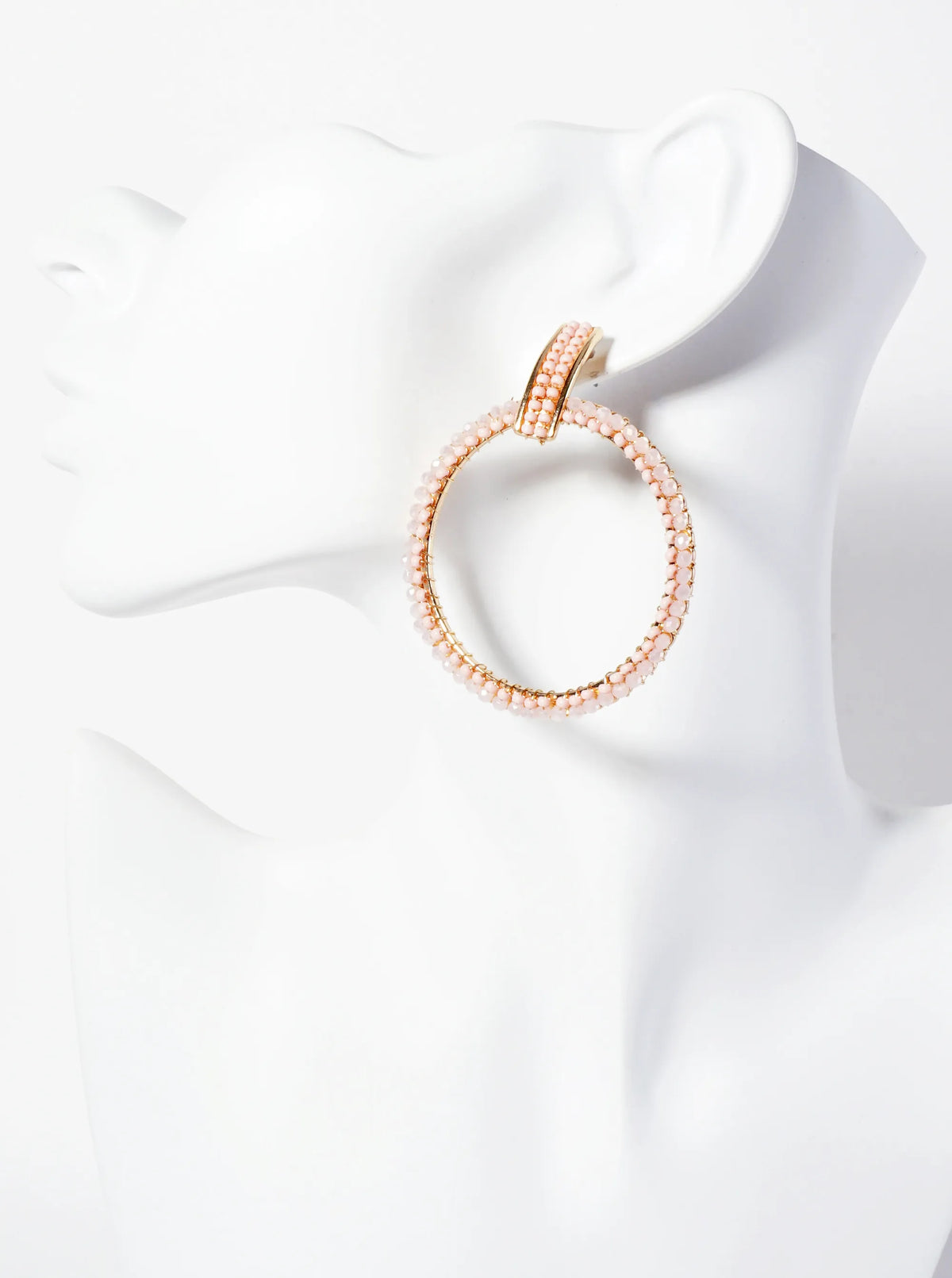 Glass-Beads Wire-Wrapped Door-Knocker Design Statement Earrings