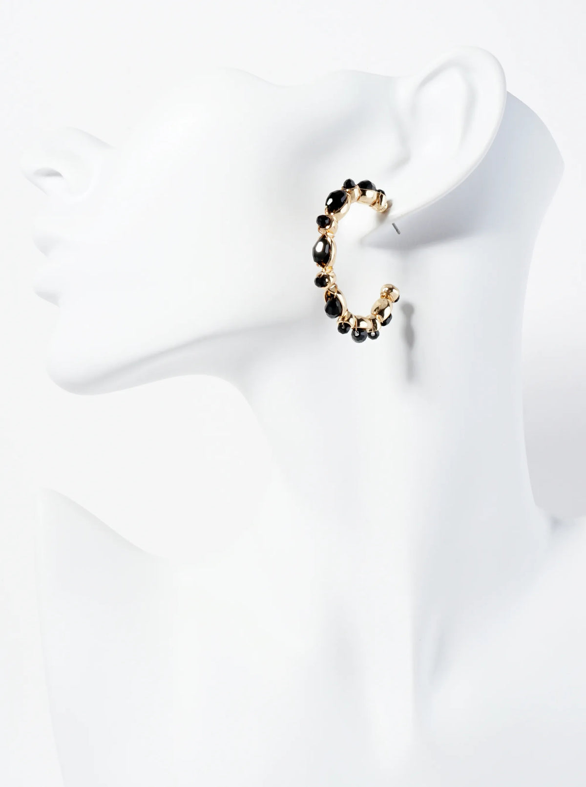 Glass Beads Wired 35mm Open Hoop Earrings