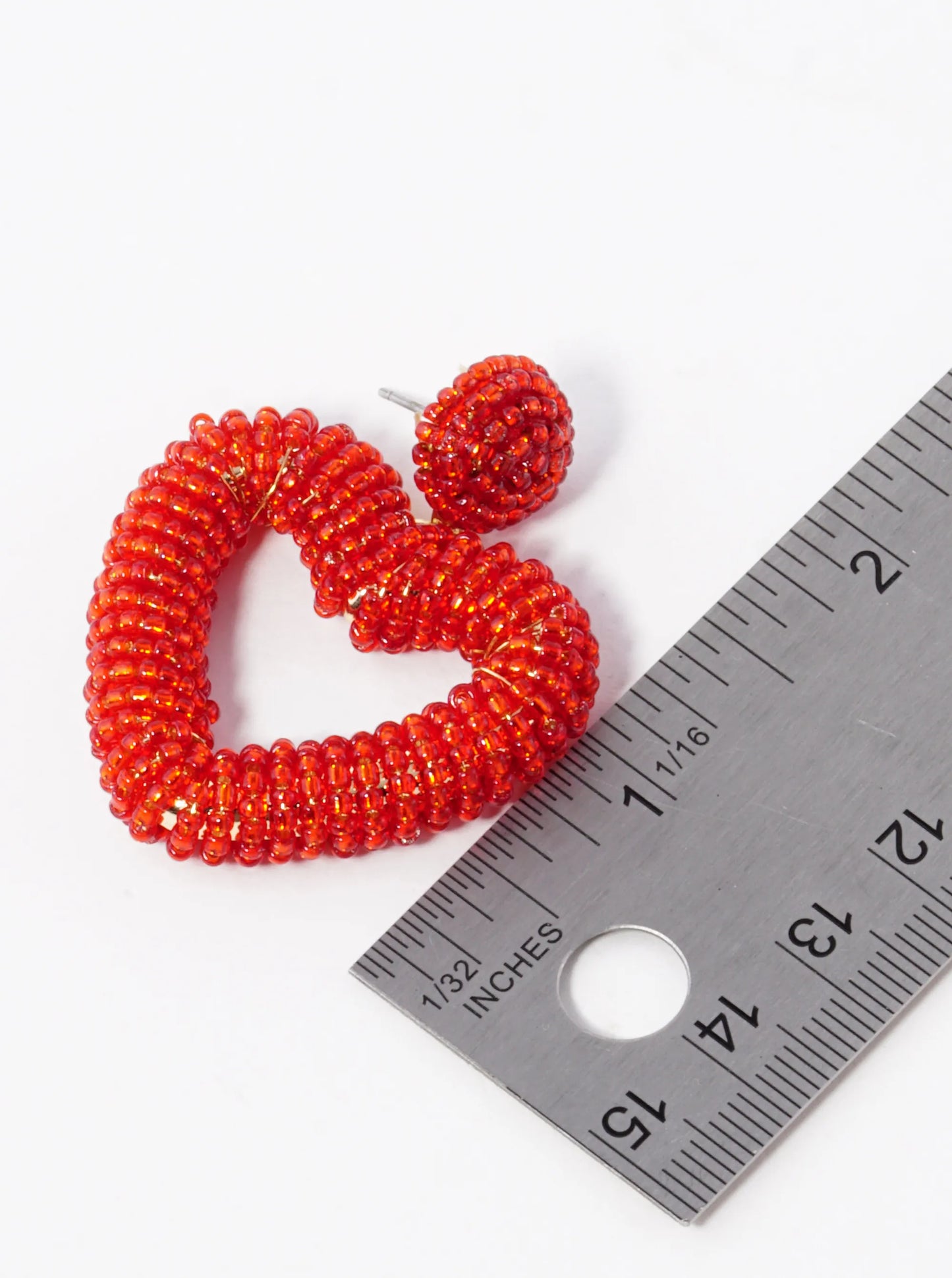 Glass Beads Wired Wrapped Heart Drop Earrings