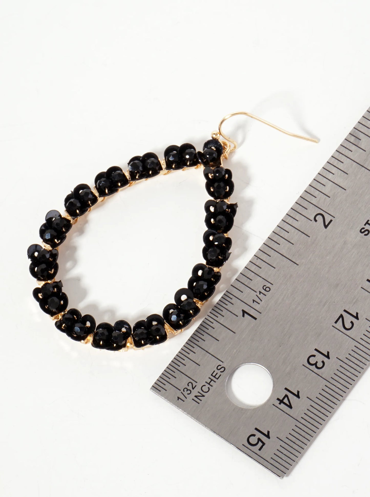 Glass-Beads And Sequins Surrounding Teardrop Dangle Earrings