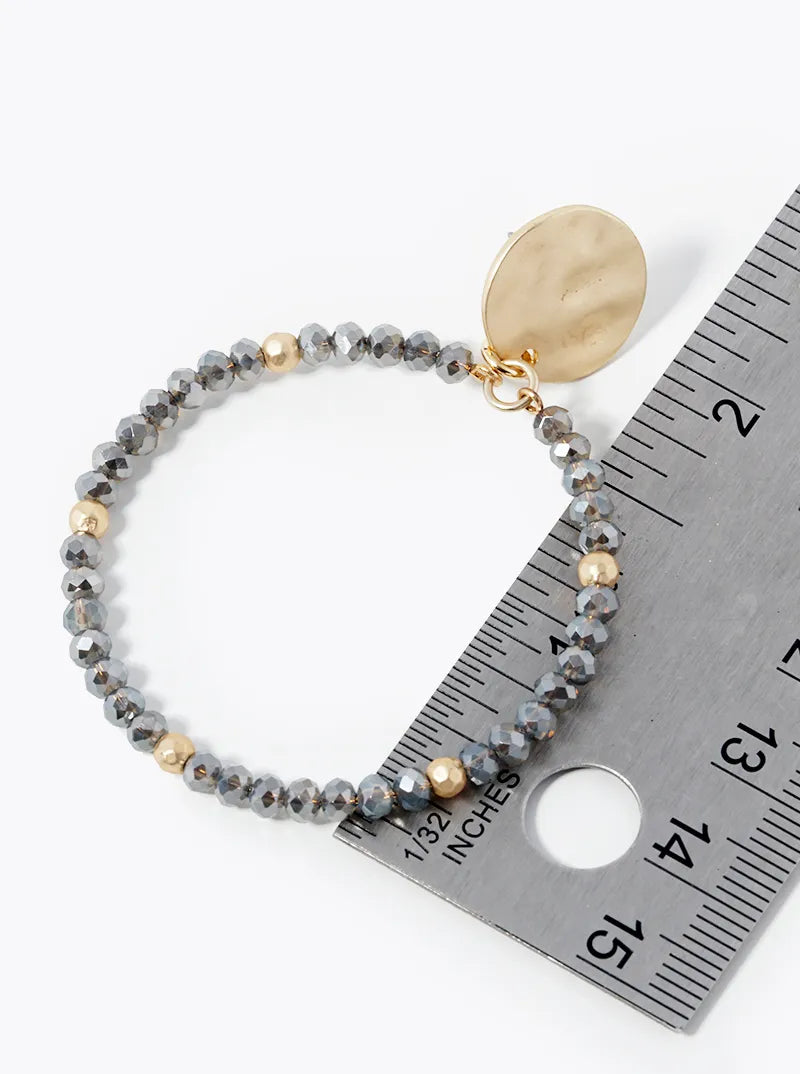 Glass Beads In Circle On Hammered Post Stud Earrings