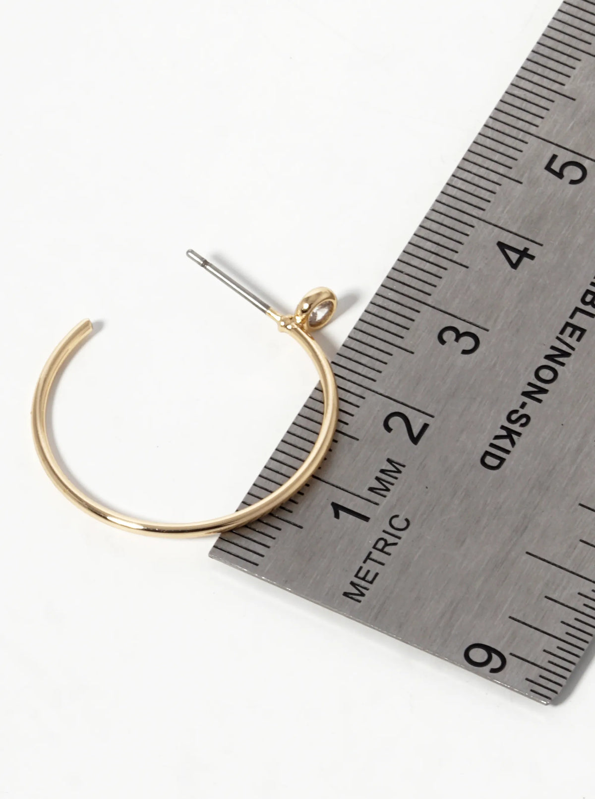 Glass Stone 25mm Minimalist Hoop Earrings