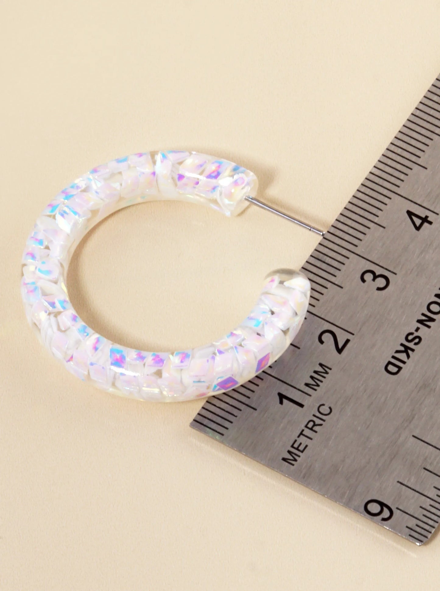 Glitter Filled 35mm Open Hoop Earrings