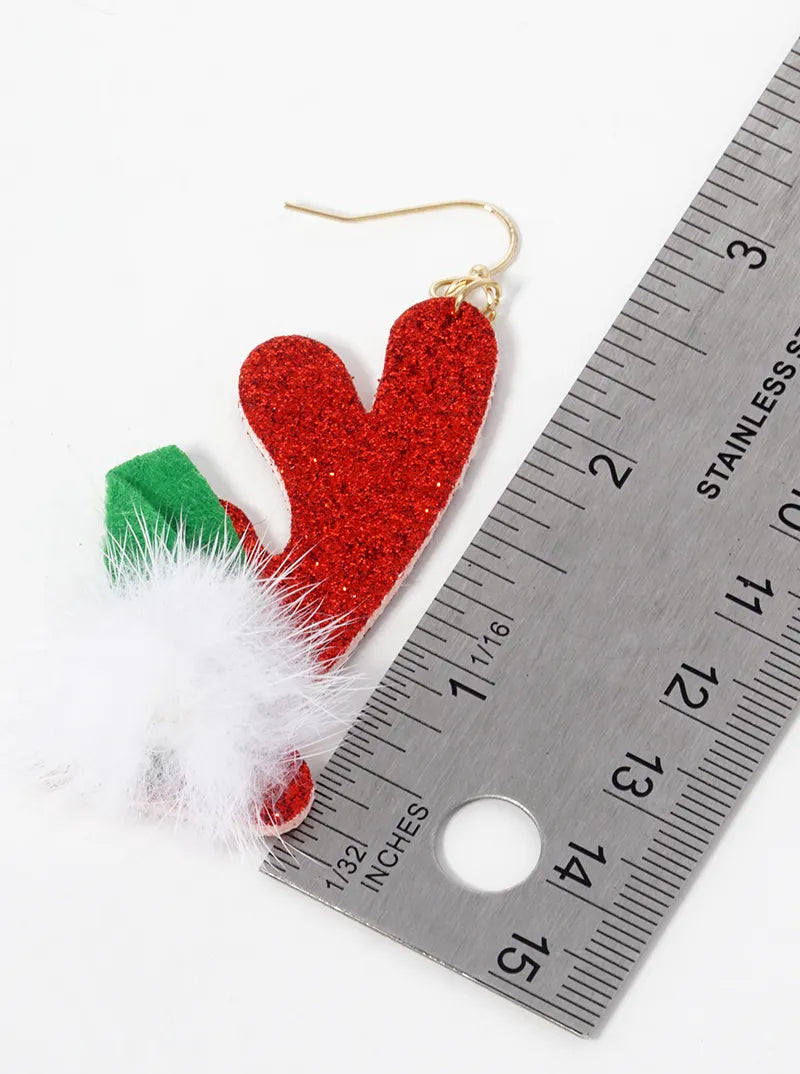Glitter Felt Rudolf Horn Christmas Fish Hook Dangle Drop Earrings