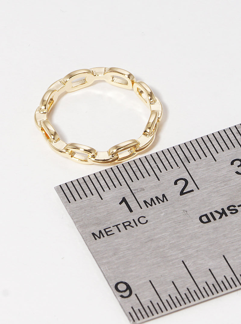Gold Dipped Link Chain Adjustable Cuff Ring