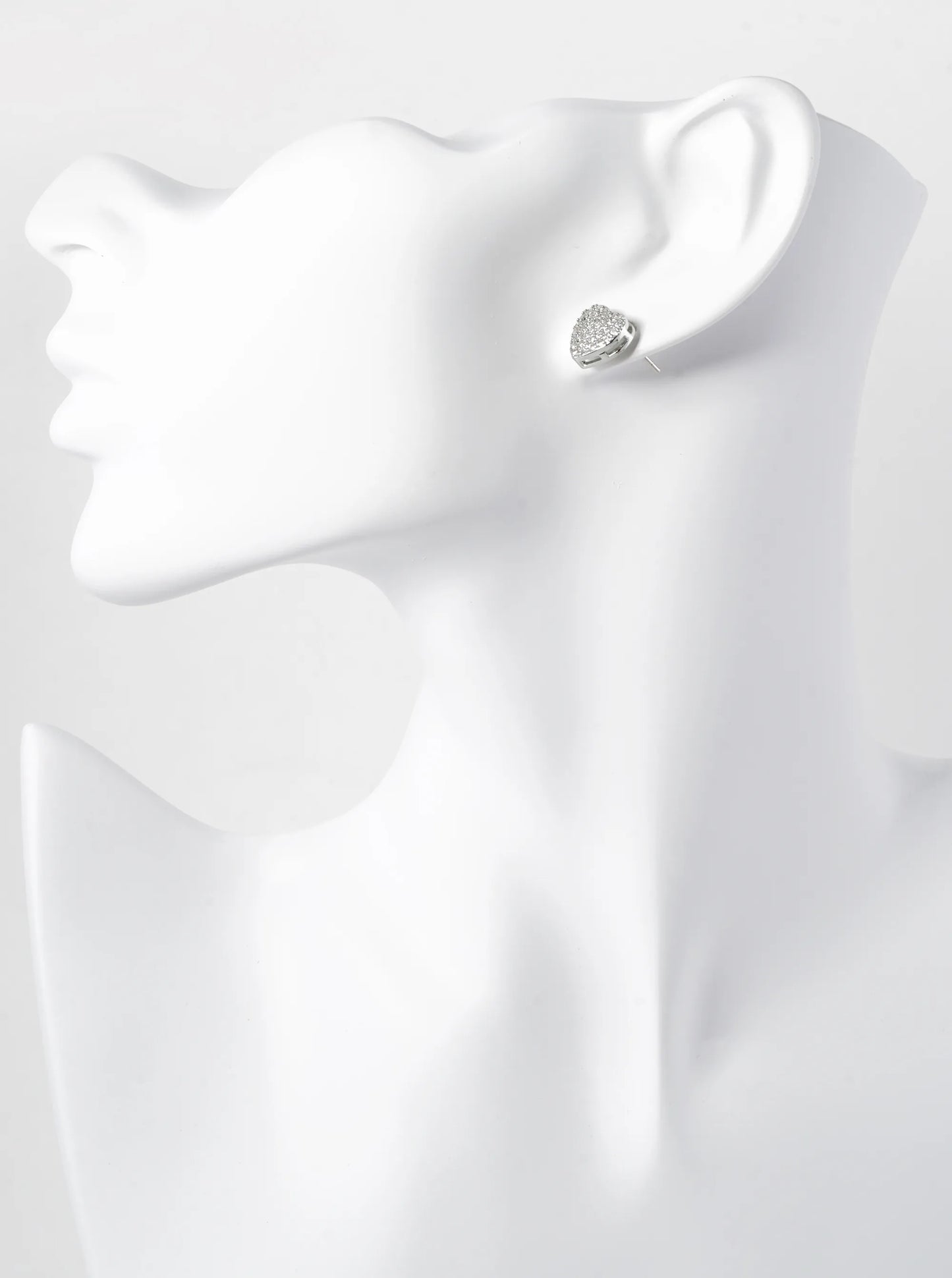 Gold Dipped Pave Set Cubic Zirconia 10mm Heart Stud Earrings