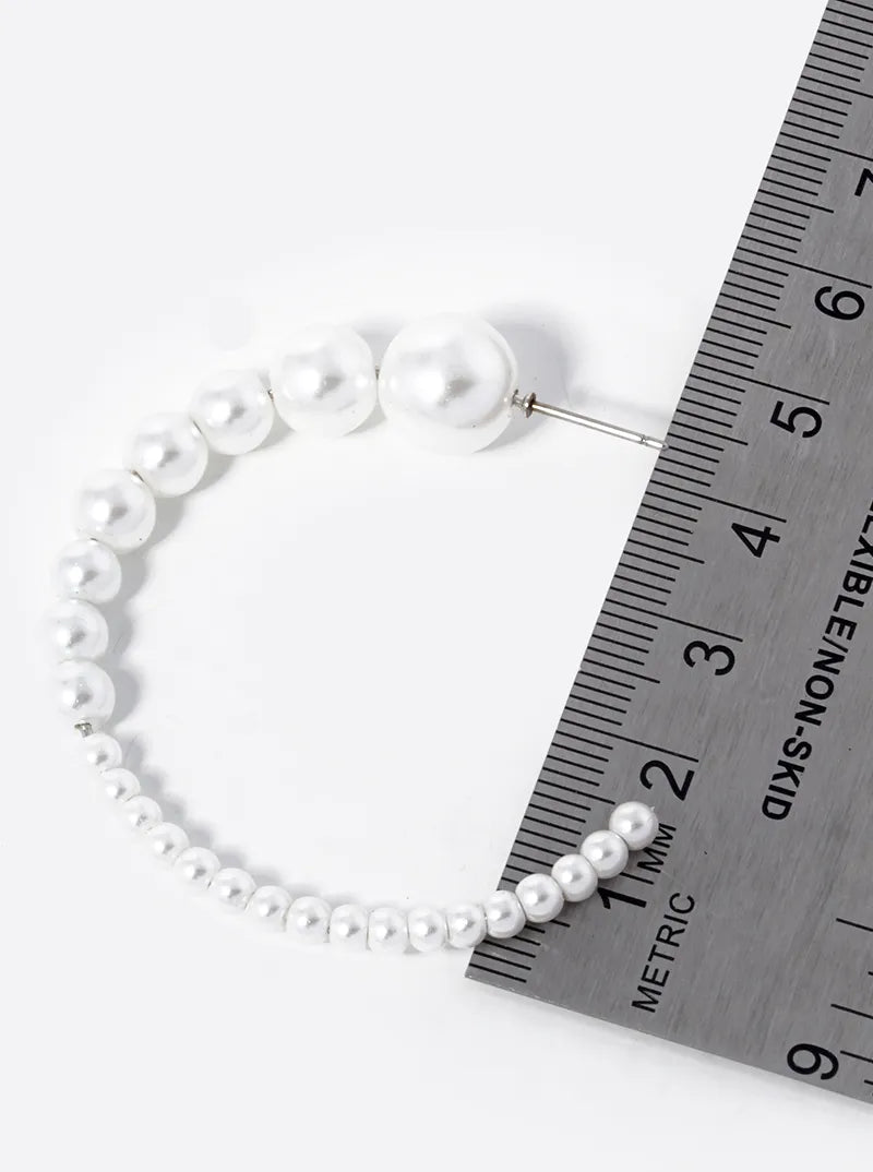 Graduated Pearl Beaded 50mm Open Hoop Earrings