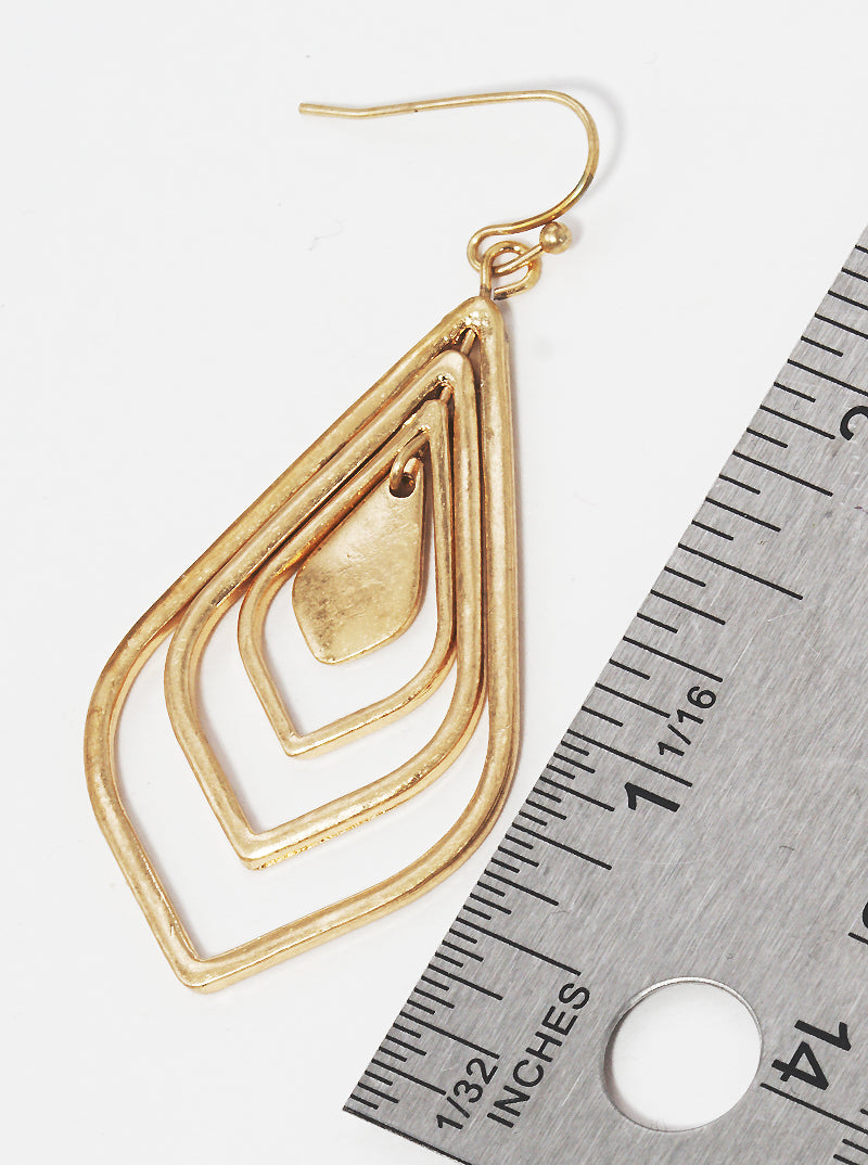 Graduated Teardrop Metal Fish Hook Dangle Drop Earrings