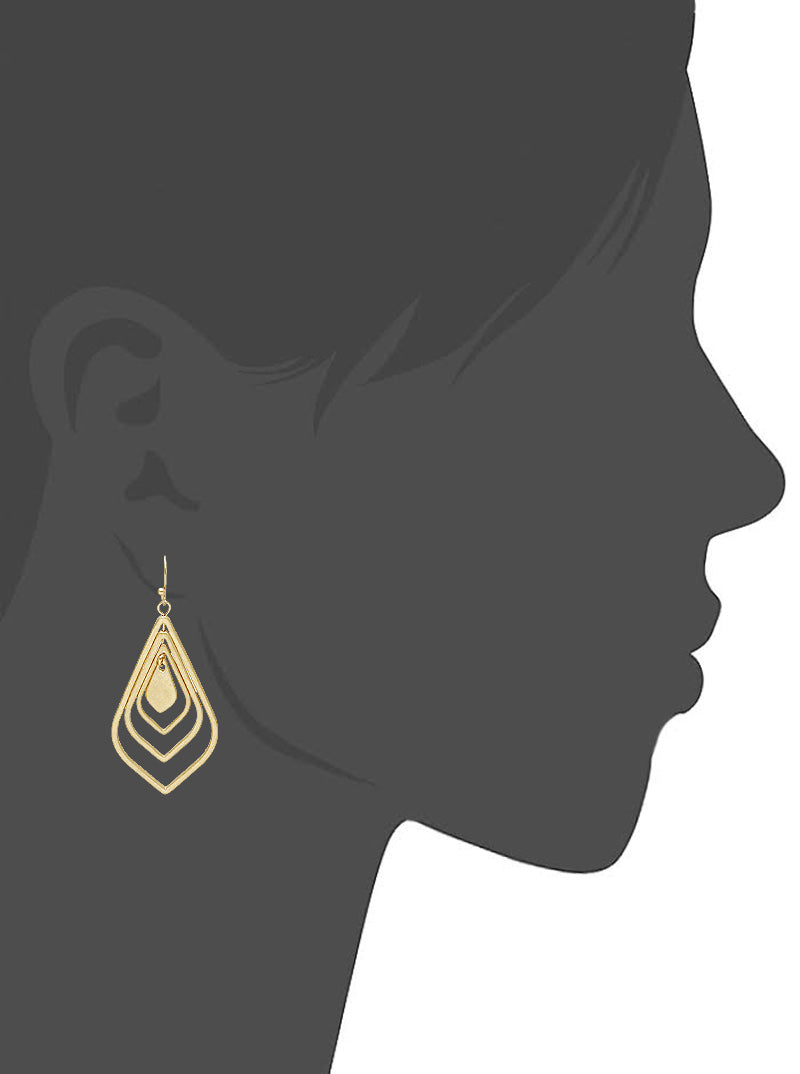 Graduated Teardrop Metal Fish Hook Dangle Drop Earrings