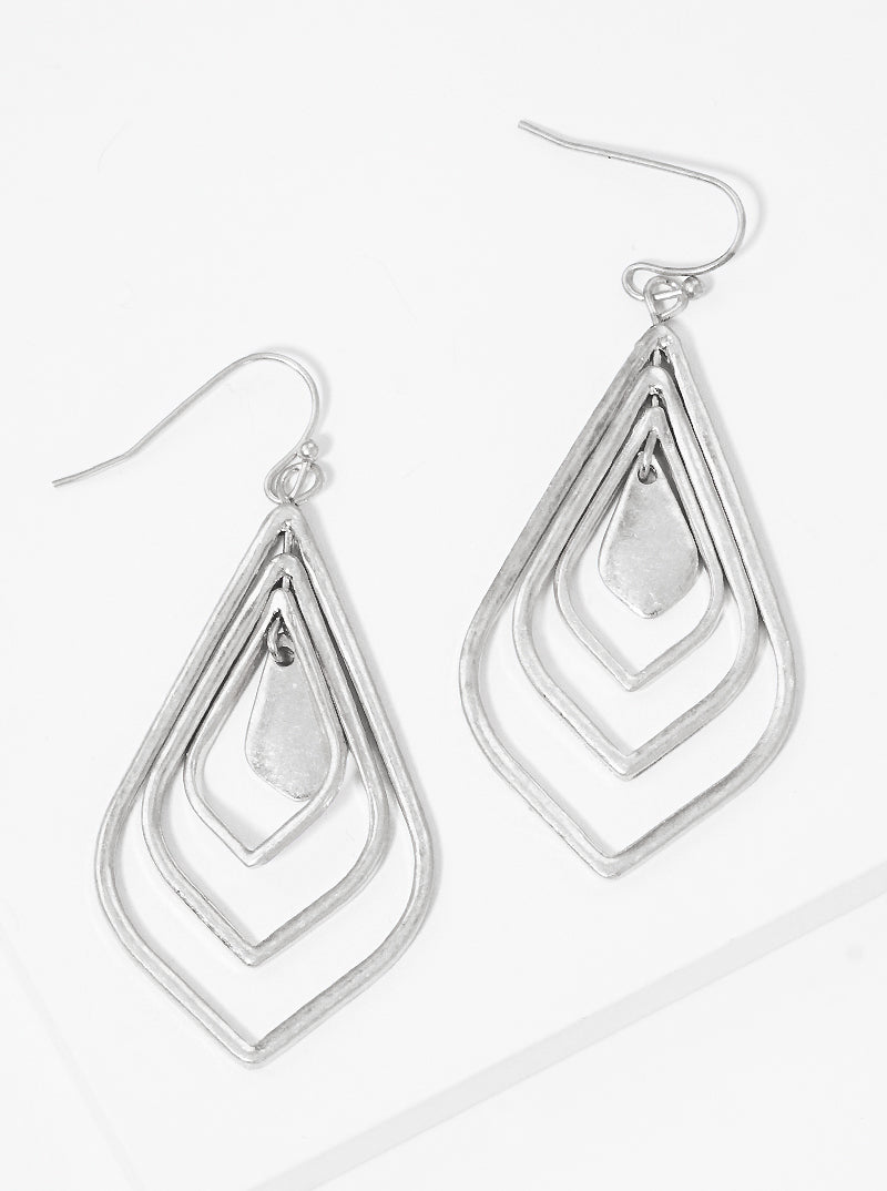 Graduated Teardrop Metal Fish Hook Dangle Drop Earrings