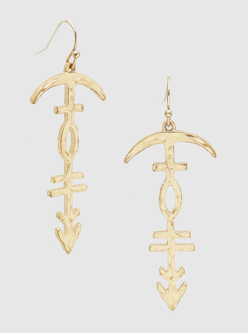 HAMMERED METAL ANCHOR AND ARROW DANGLE DROP EARRINGS