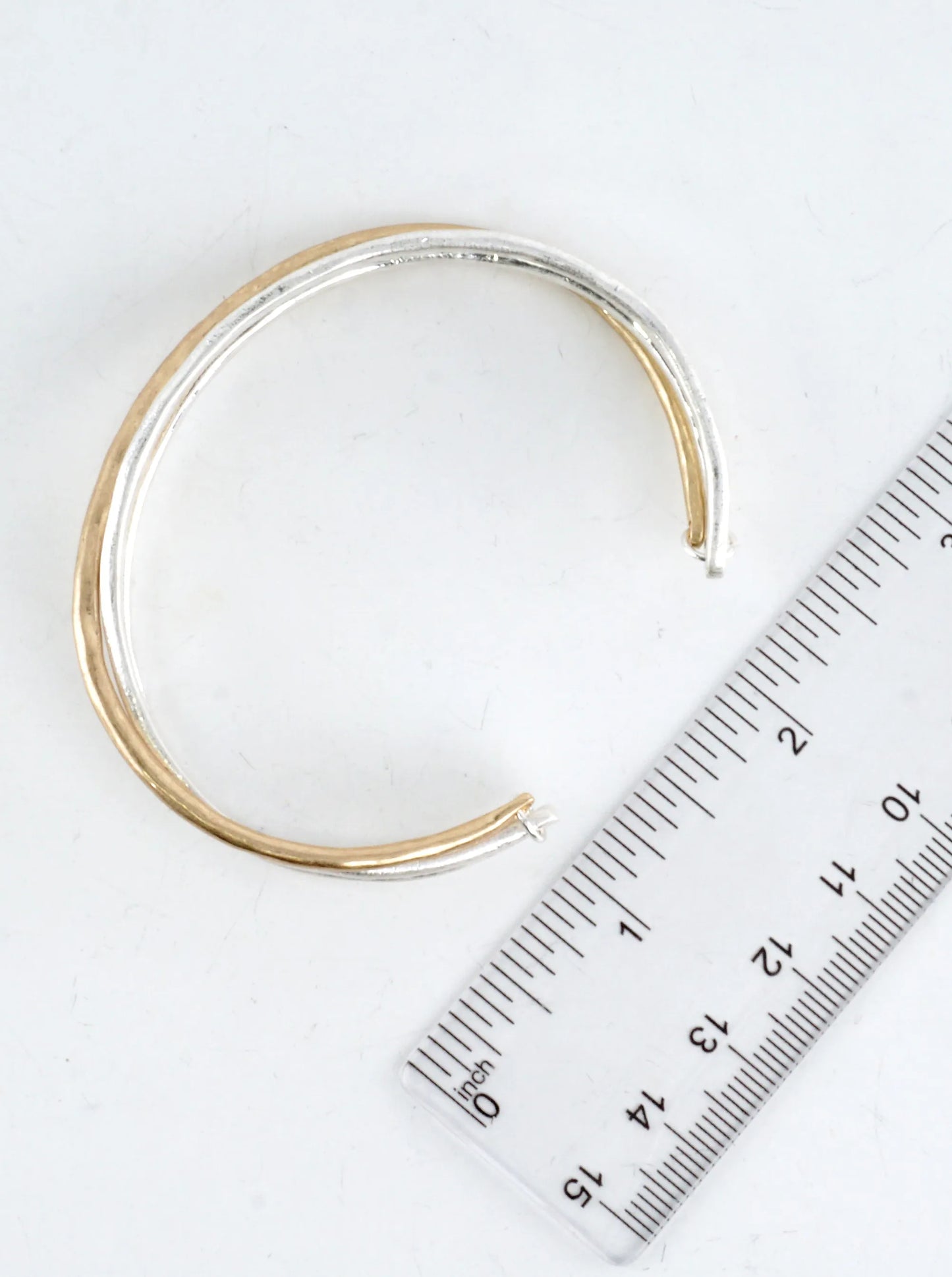 Cross Over Hammered Wire Cuff Bracelet
