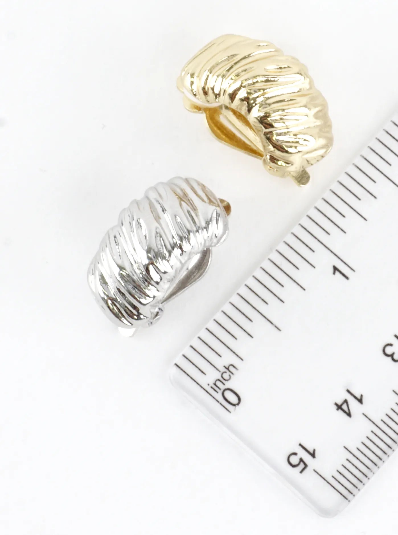 Polished Ribbed Dome Clip-On Earrings