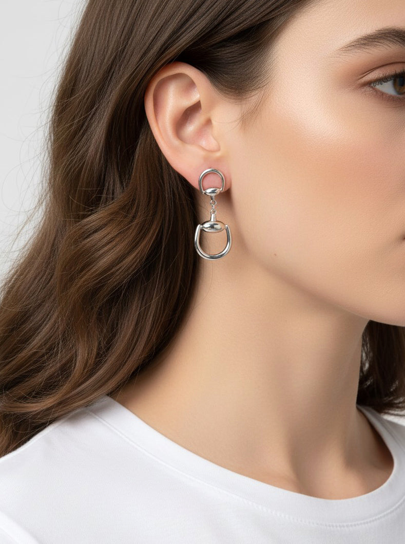 Horseshoe Shape Polished Dangle Drop Earrings