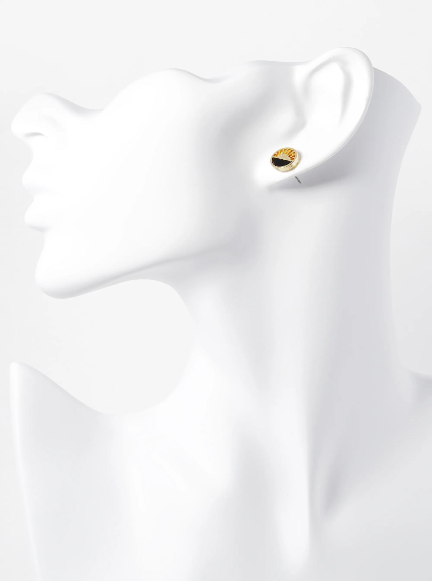 Half Semi-Precious Stone Half Filigree Round Dainty Stud Earrings