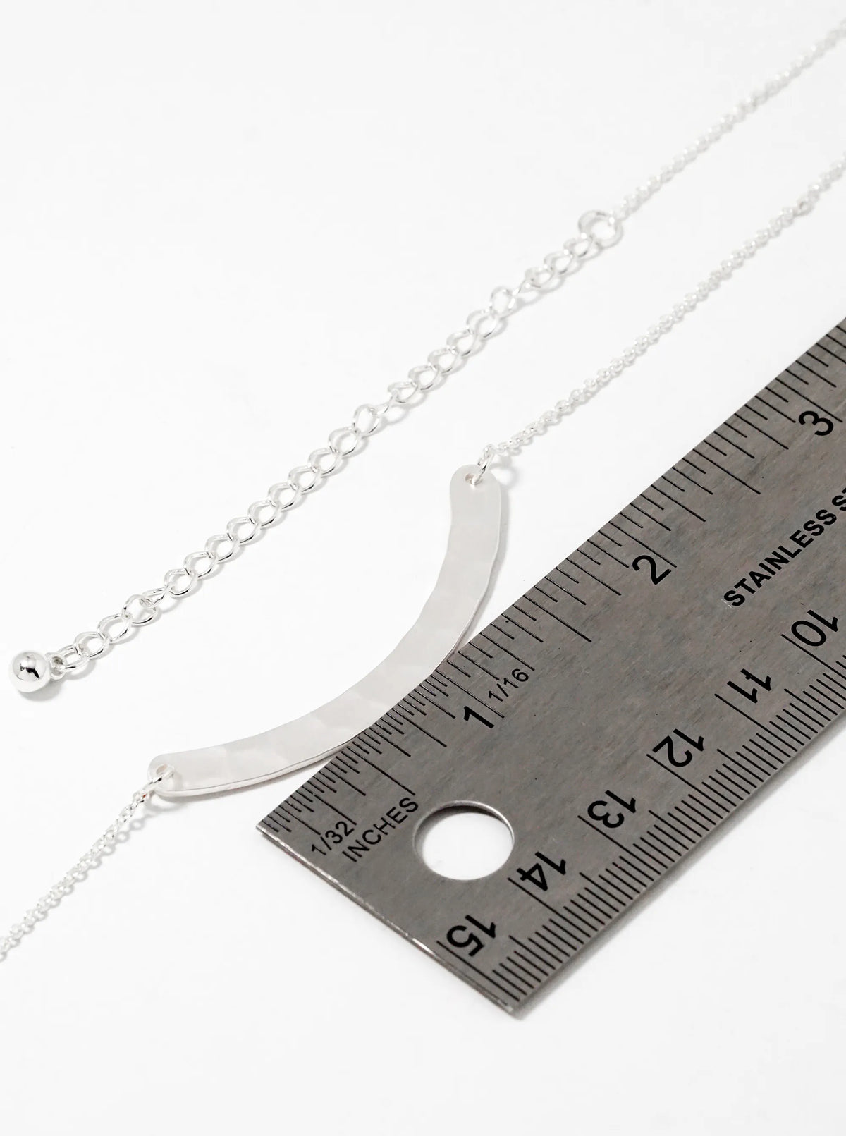 Hammered Brass Curved Bar Pendant Necklace