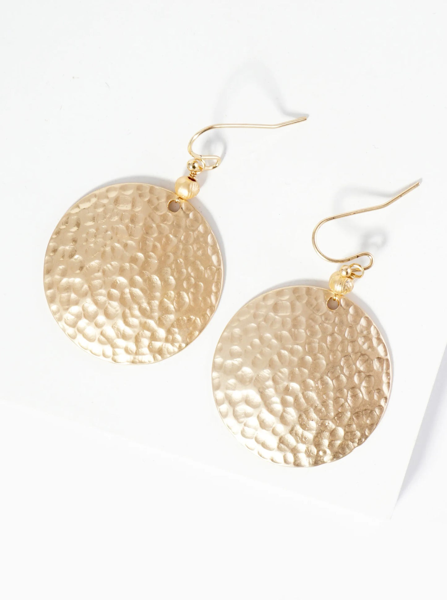 Hammered Circle Drop Dangle Earrings