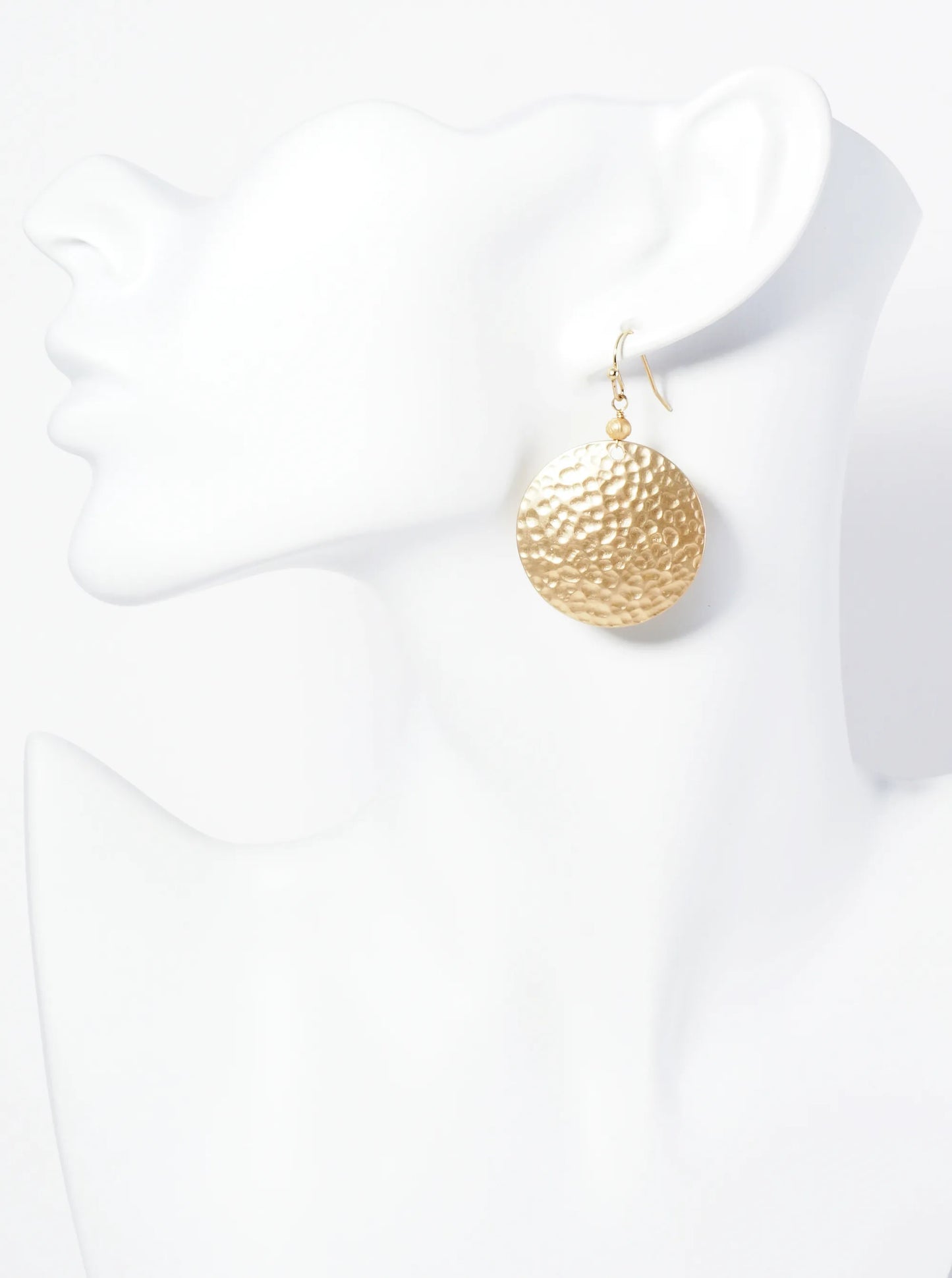Hammered Circle Drop Dangle Earrings