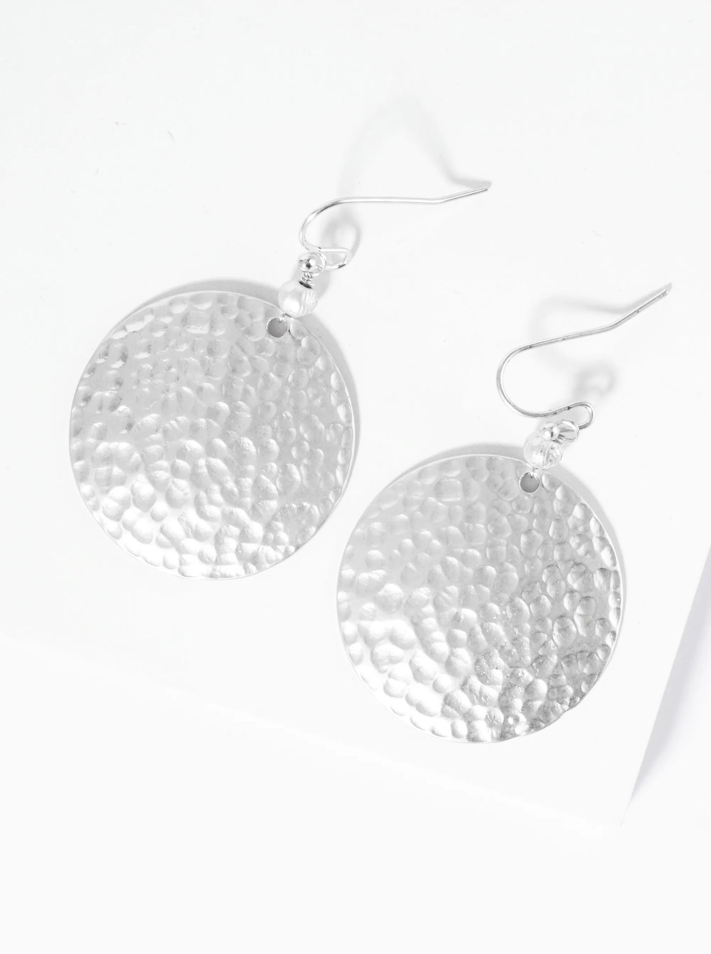 Hammered Circle Drop Dangle Earrings