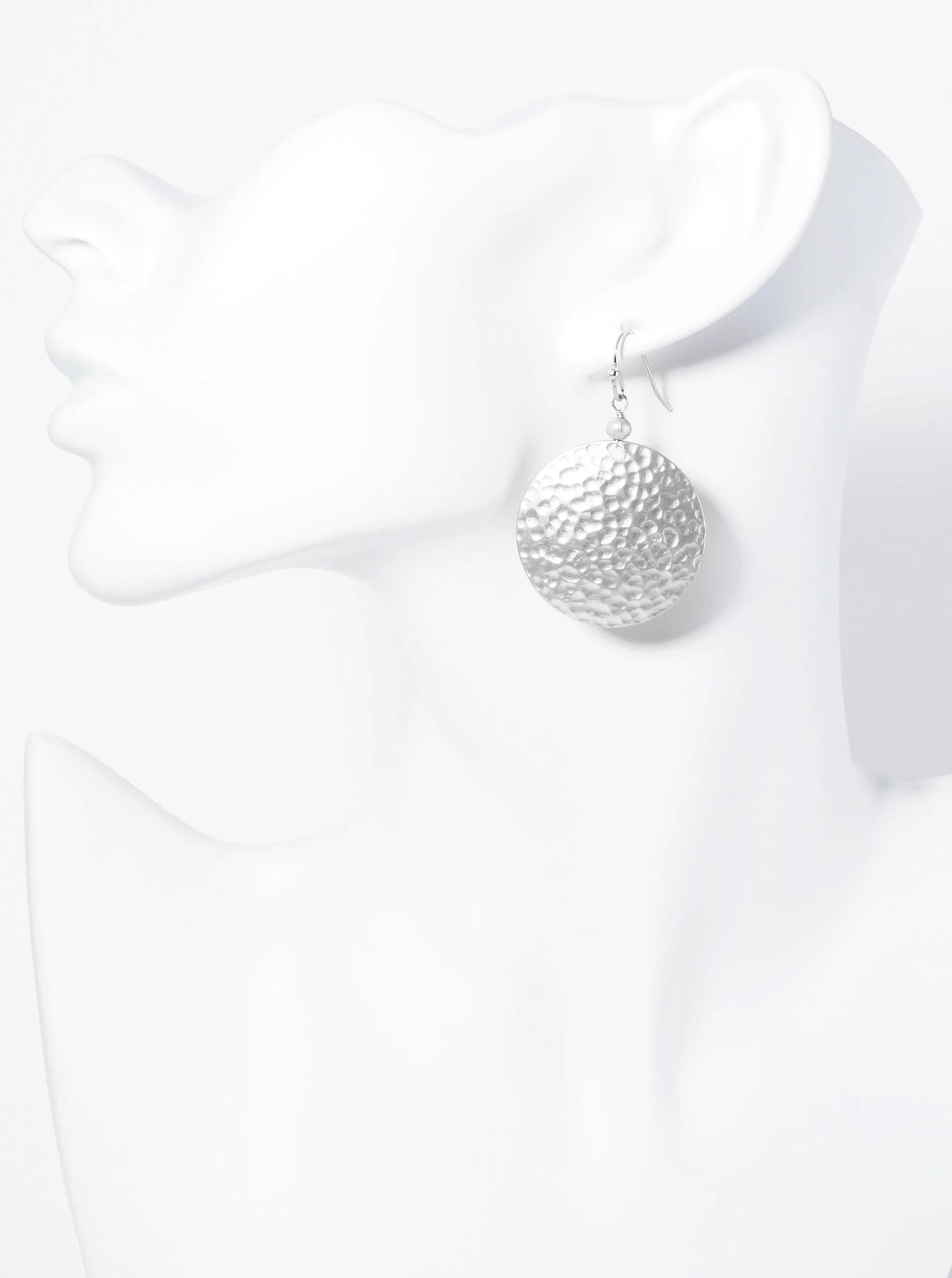 Hammered Circle Drop Dangle Earrings