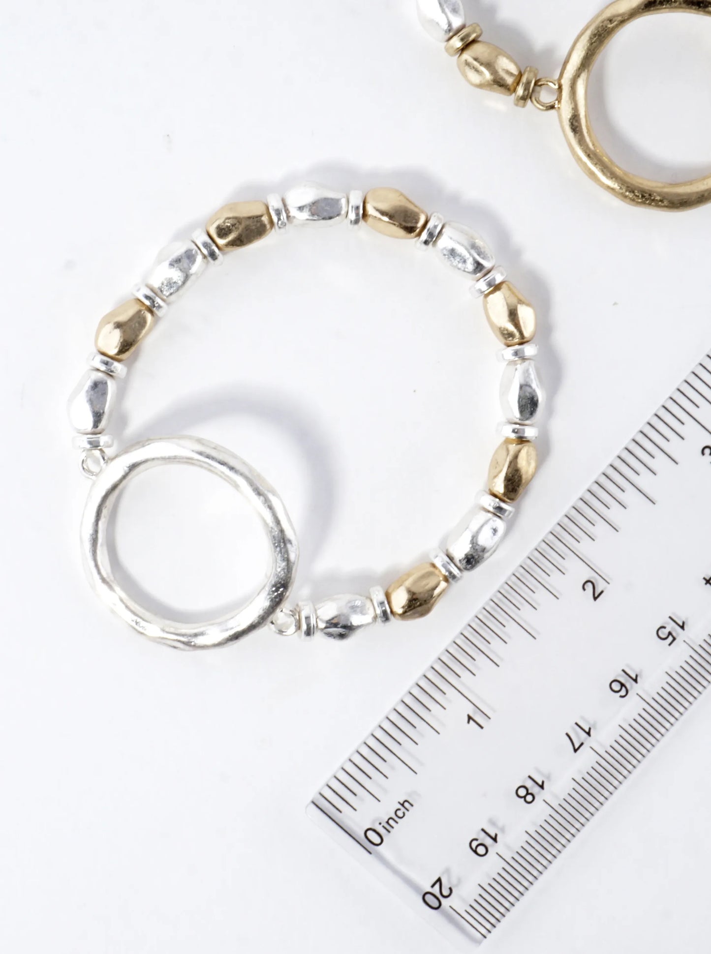 Hammered Circle Round Stretch Bracelet