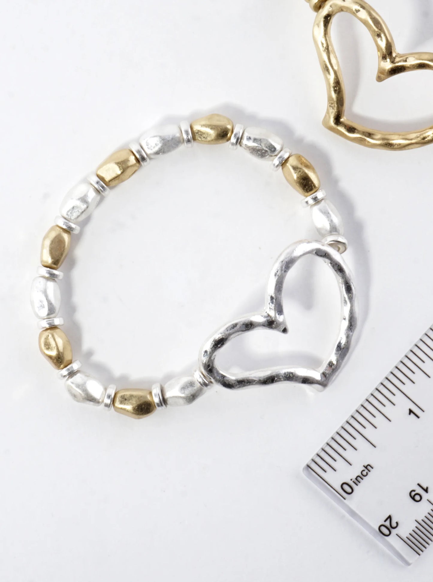 Hammered Heart Stretch Bracelet