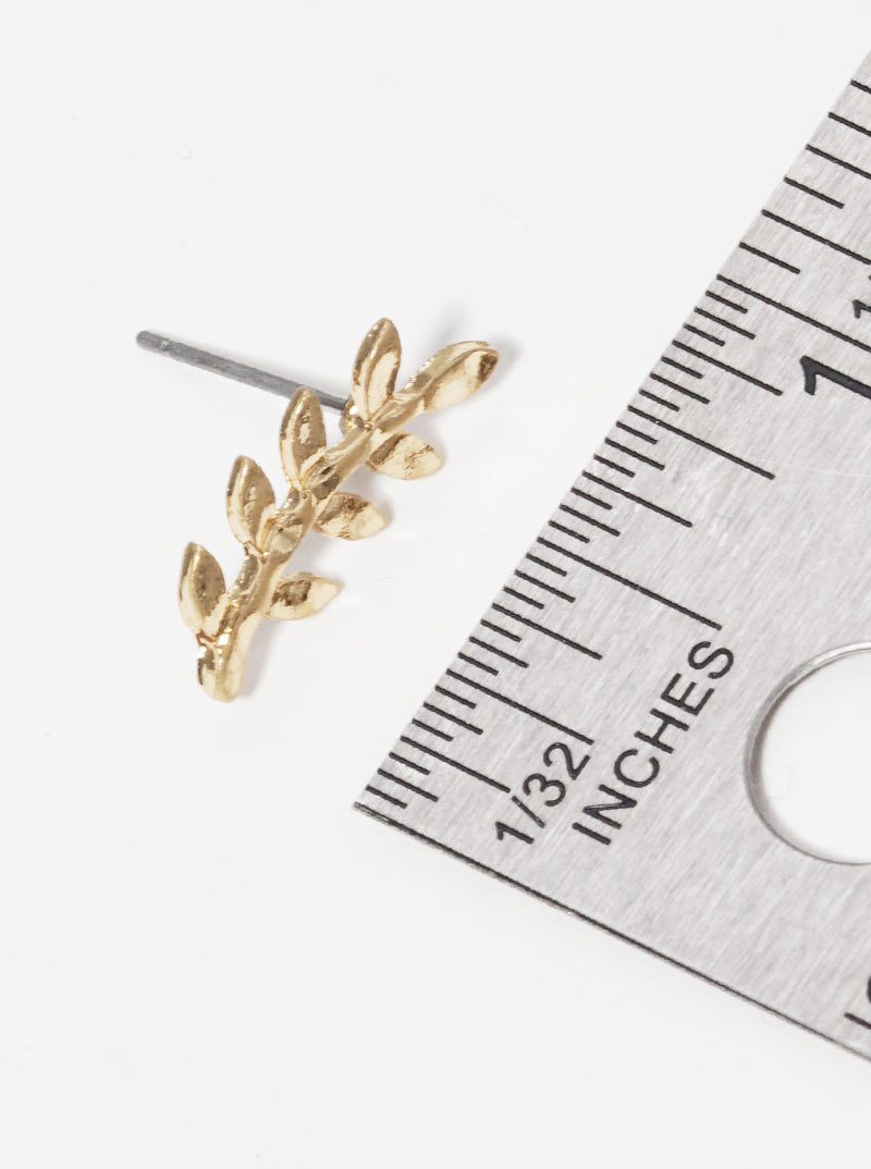 Hammered Leaf Metal Post Stud Earrings