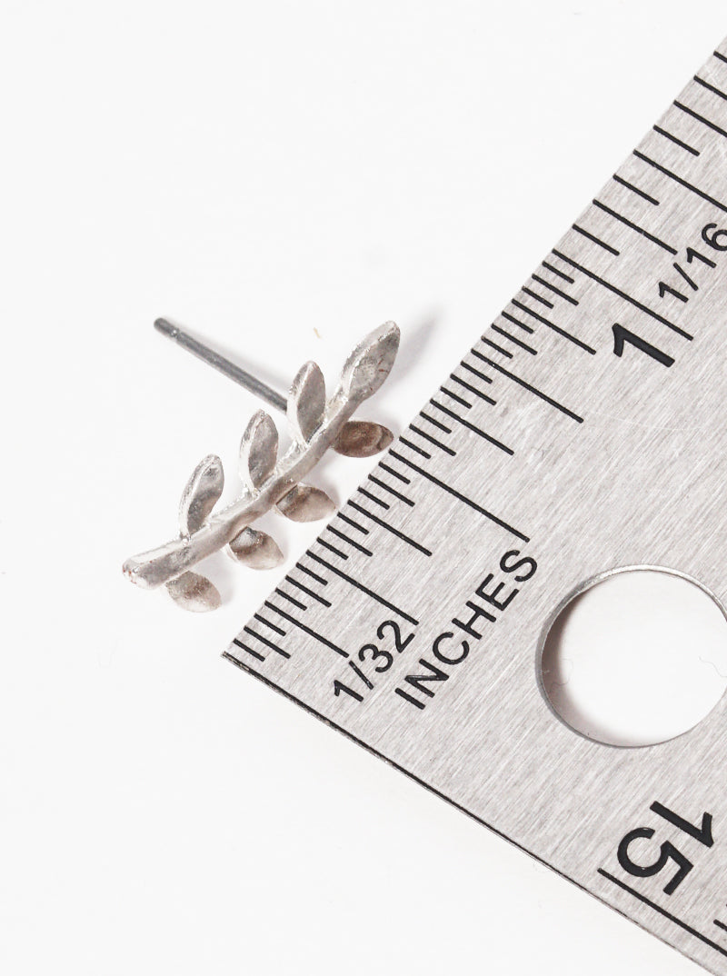 Hammered Leaf Metal Post Stud Earrings