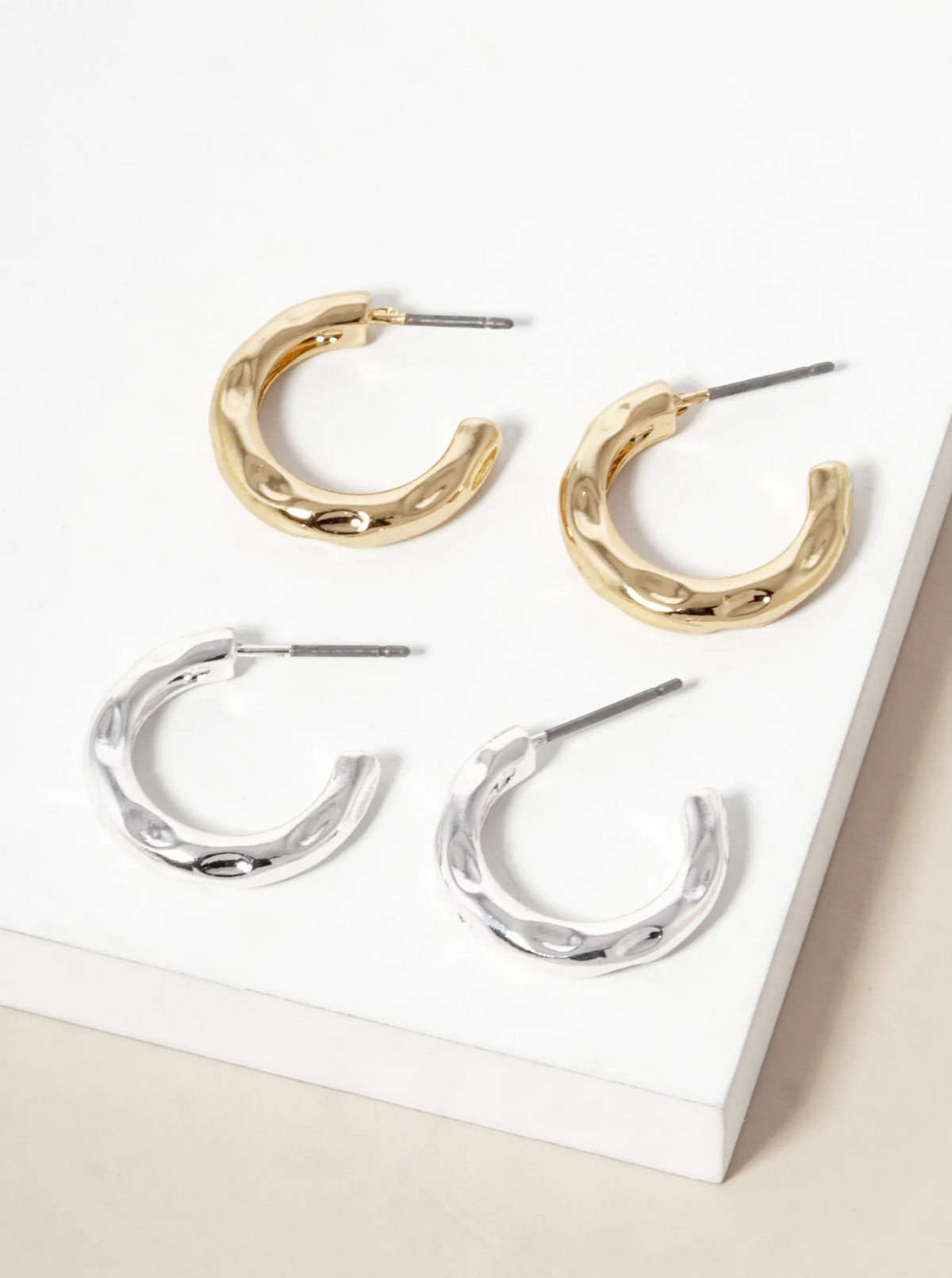 Hammered Metal 20mm Open Hoop Earrings