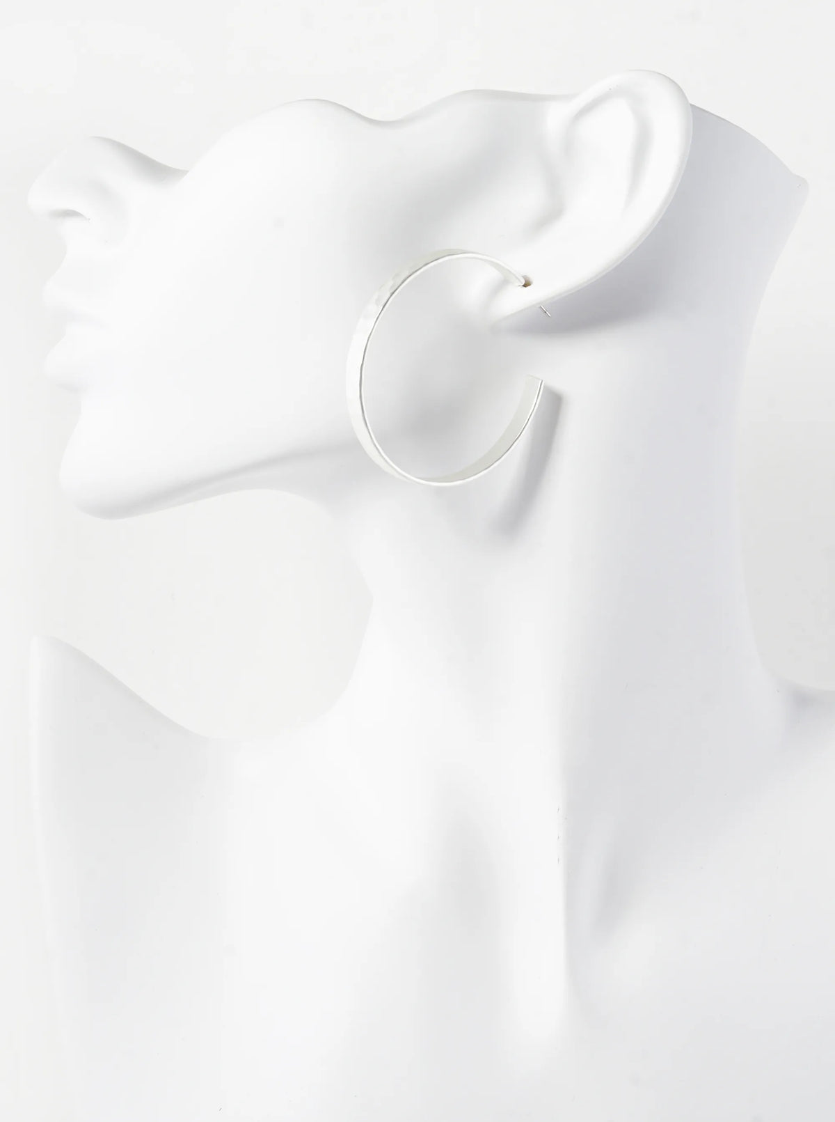 Hammered Metal 45mm Wide Open Hoop Earrings