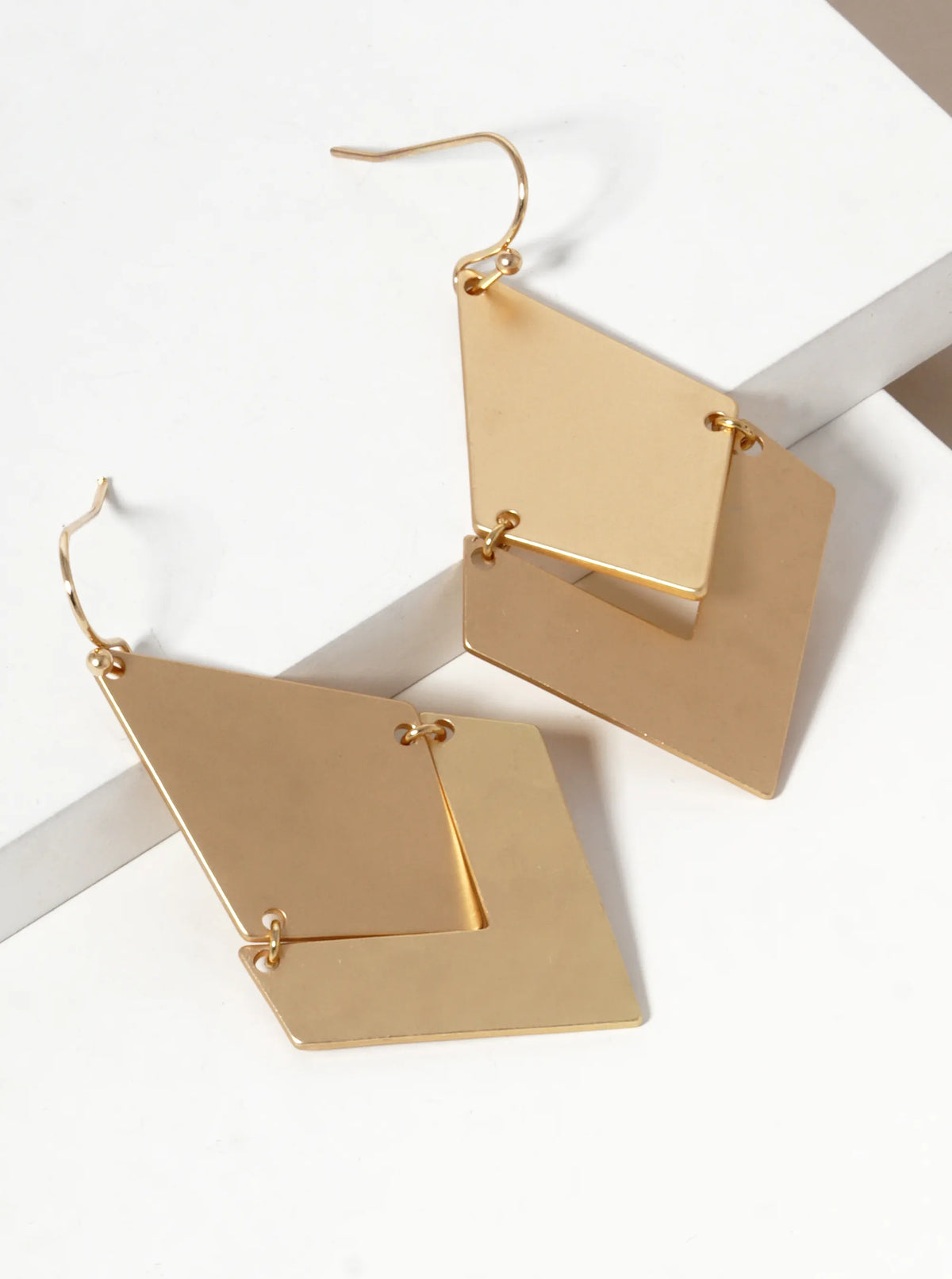 Hammered Metal Chevron Dangle Drop Earrings