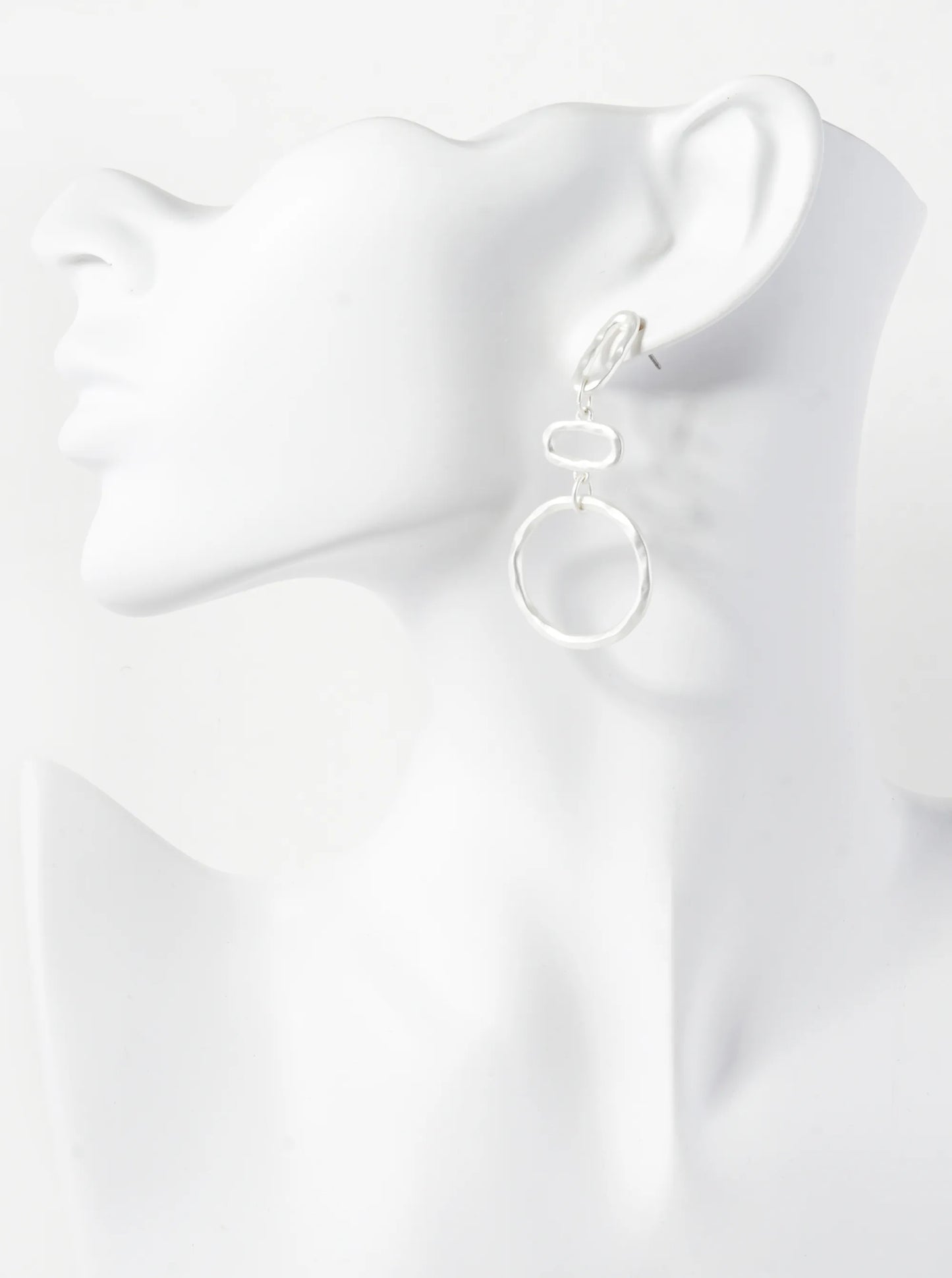 Hammered Metal Circle Drop Geometric Dangle Earrings