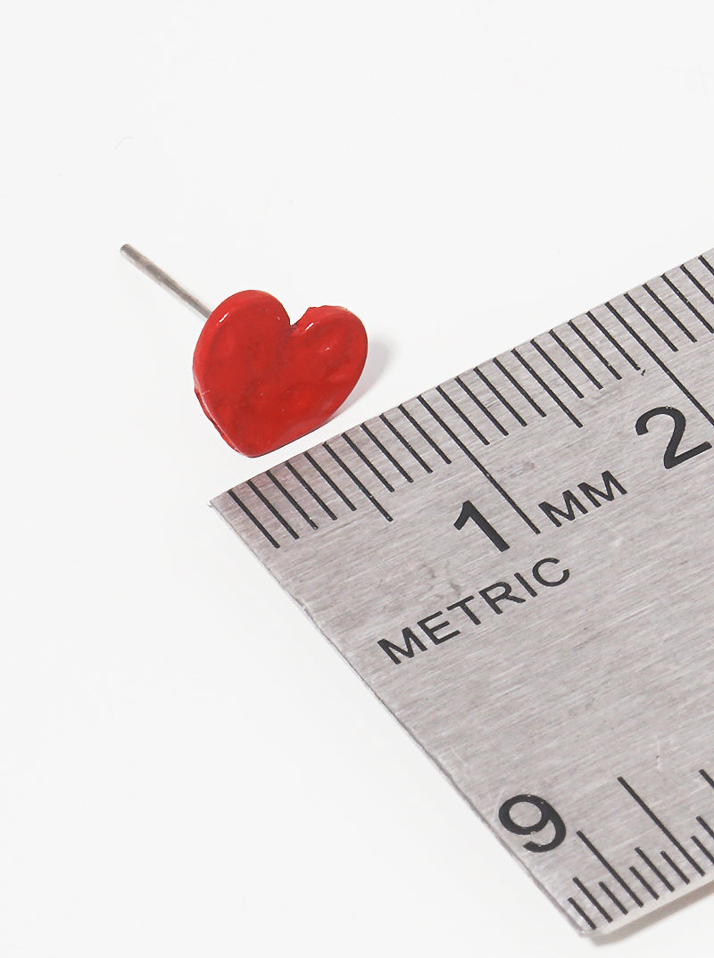 Hammered Metal Dainty Heart Stud Earrings