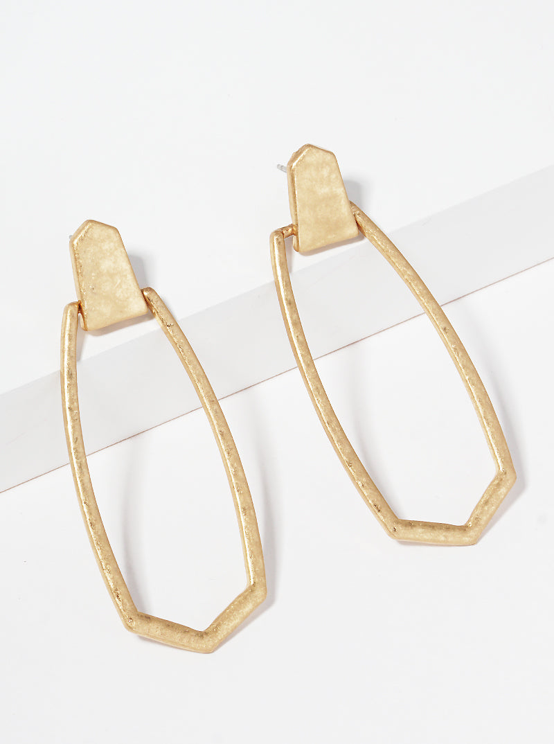 Hammered Metal Door Knocker Post Drop Earrings