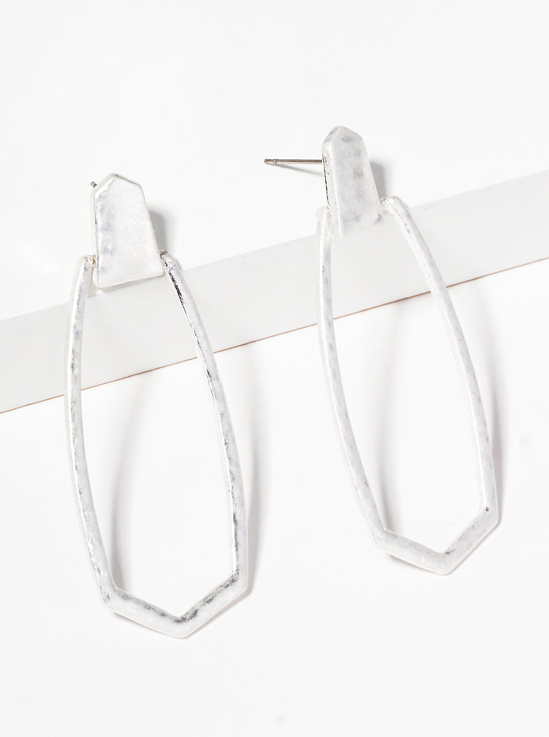 Hammered Metal Door Knocker Post Drop Earrings