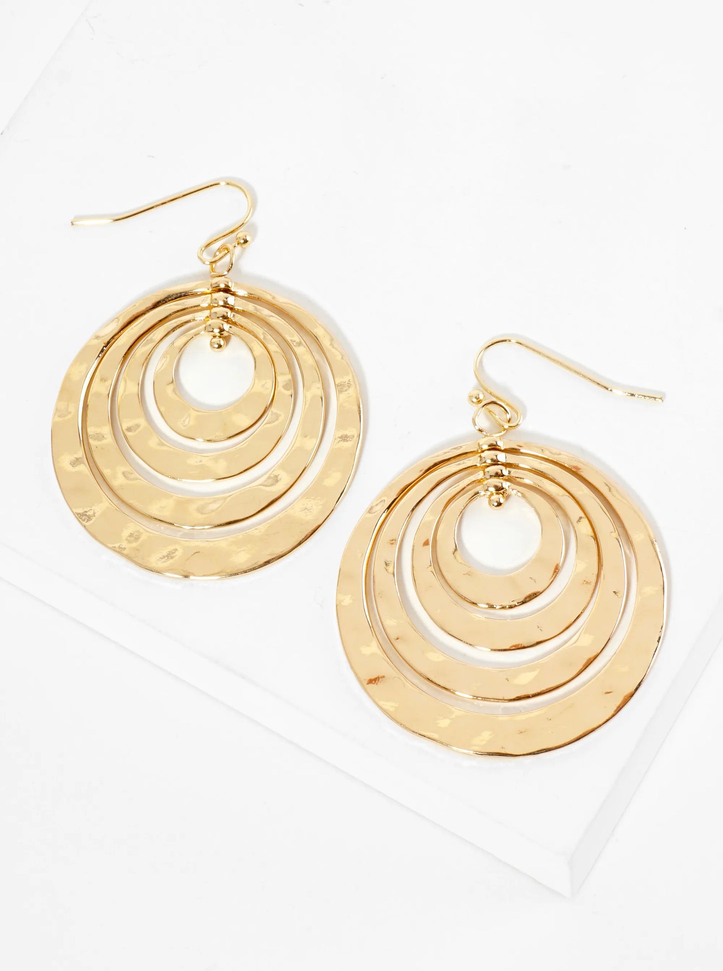 Hammered Metal Multiple Circle Dangle Earrings