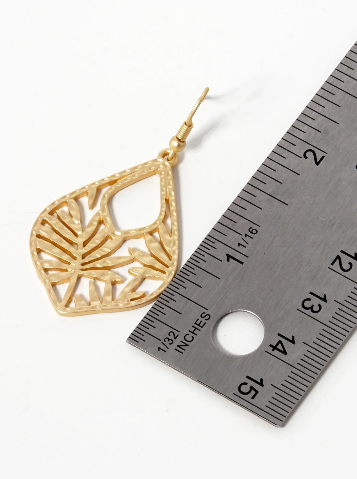 Hammered Metal Nature Inspired Filigree Dangle Drop Earrings