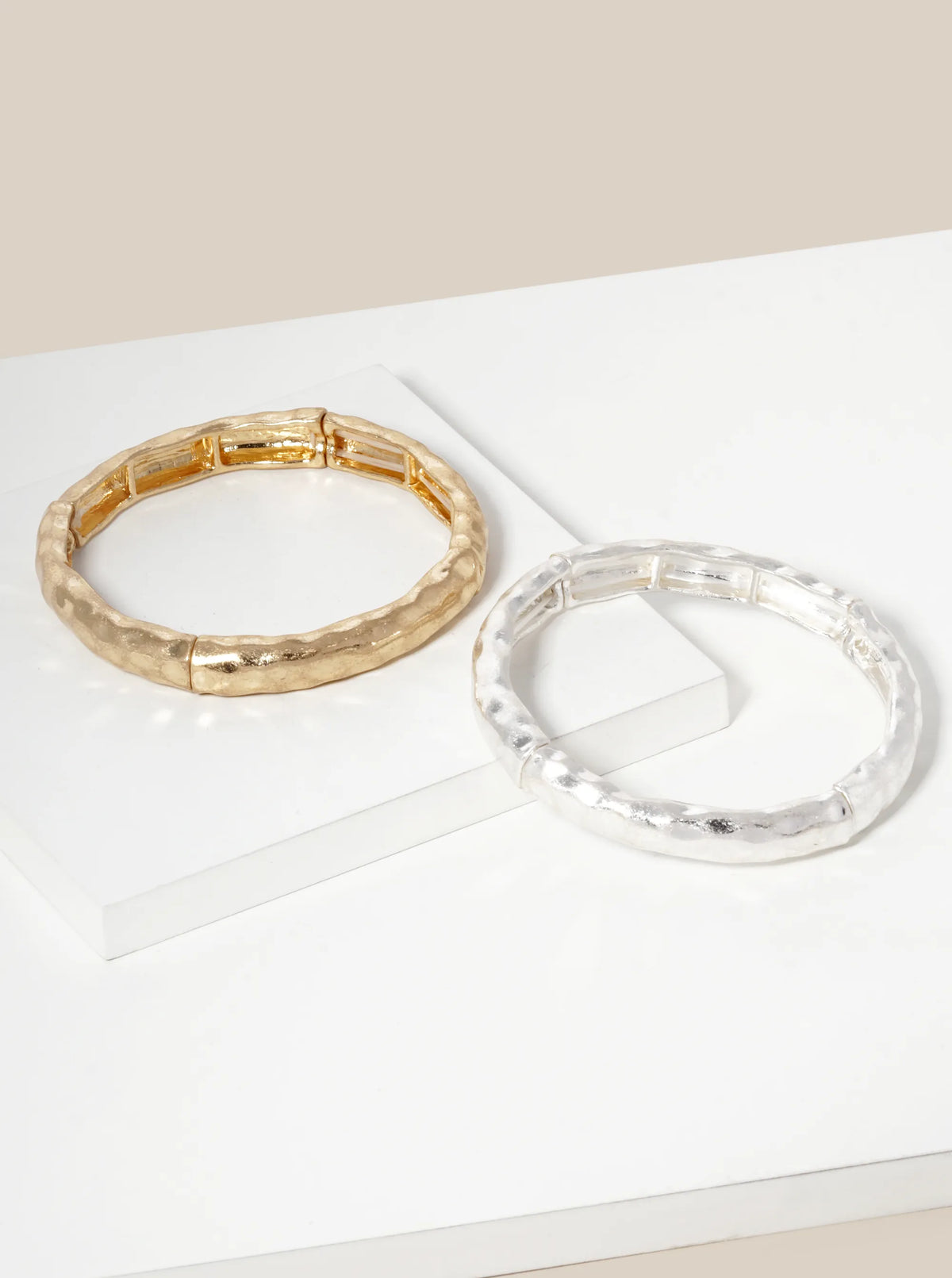 Hammered Metal Stretch Bangle Bracelet