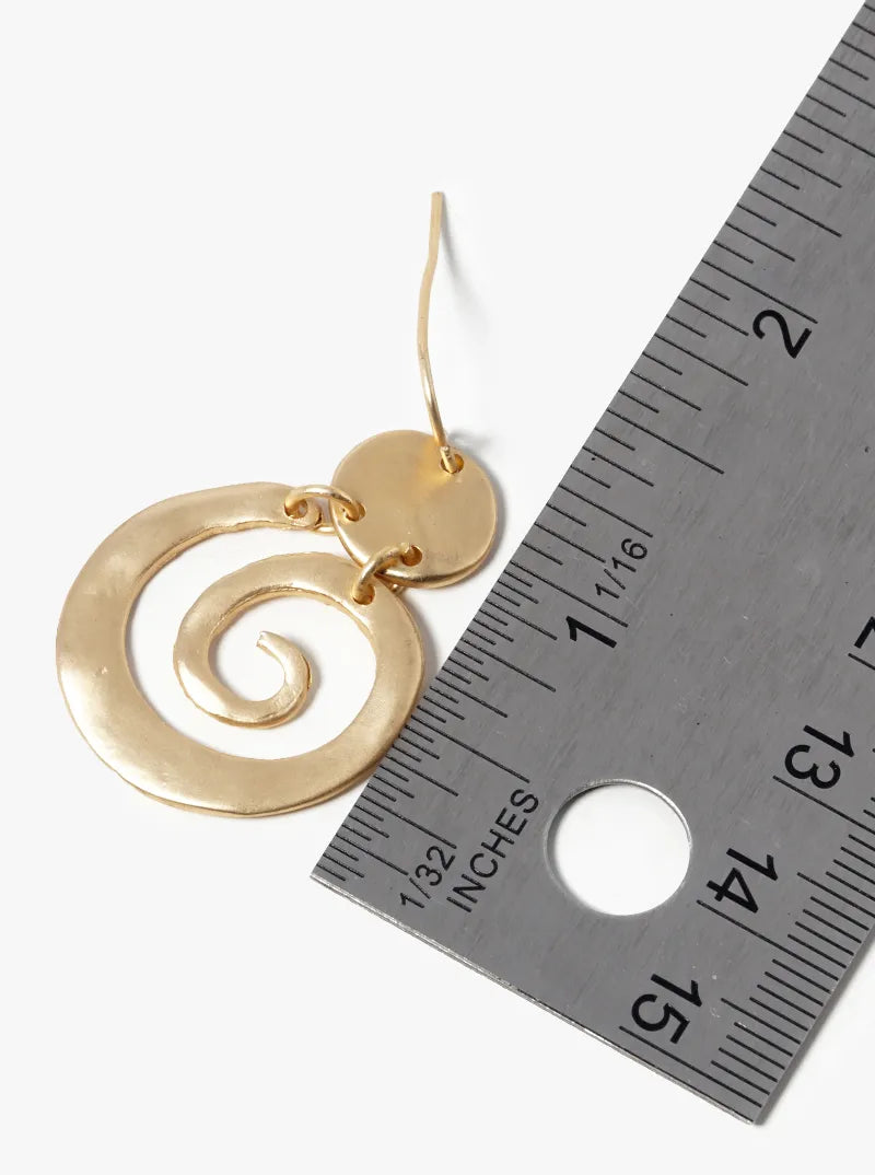 Hammered Metal Swirl Dangle Drop Earrings
