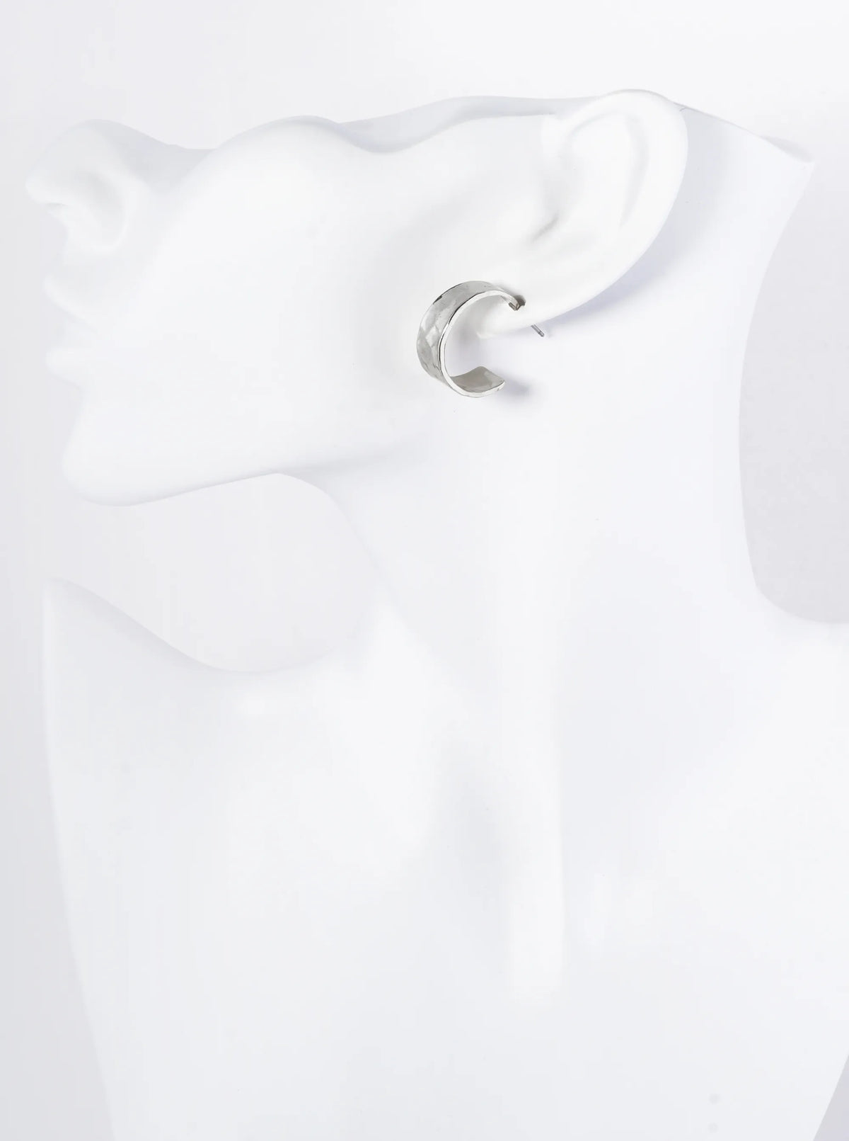 Hammered Metal Tapered 20mm Wide Open Hoop Earrings