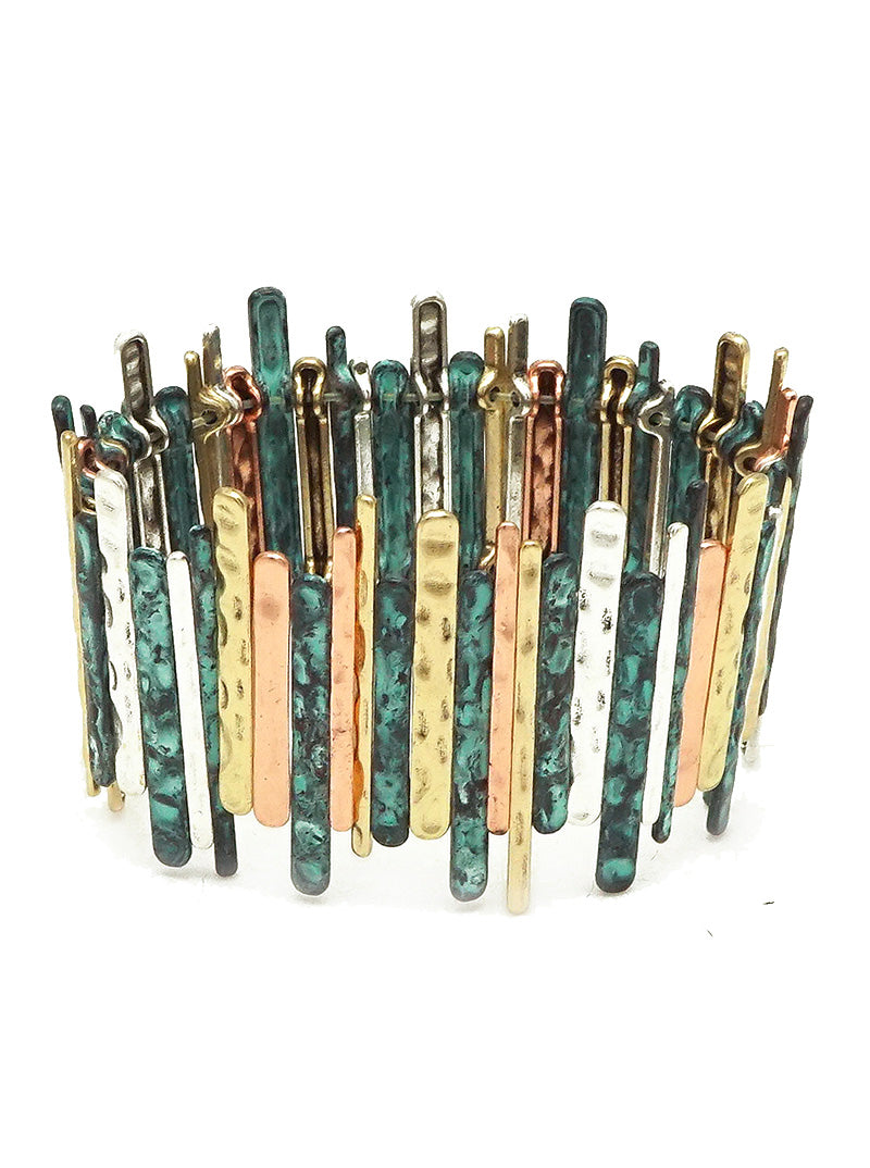 Hammered Metal The Fence Stretch Bangle Bracelet